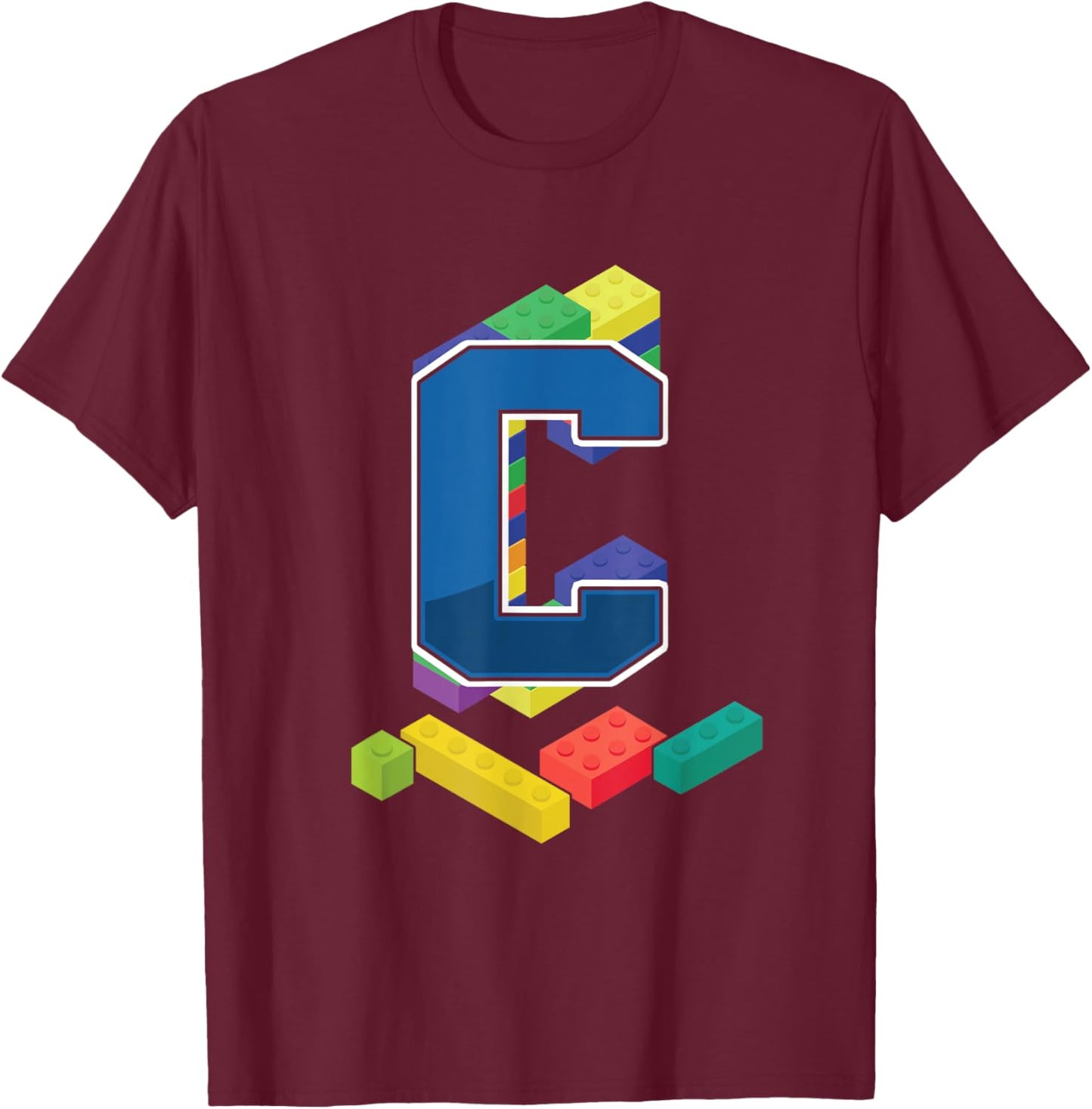 Letter C Master Builder Alphabet Last Name Building Blocks T-Shirt - T-Shirt | Maroon
