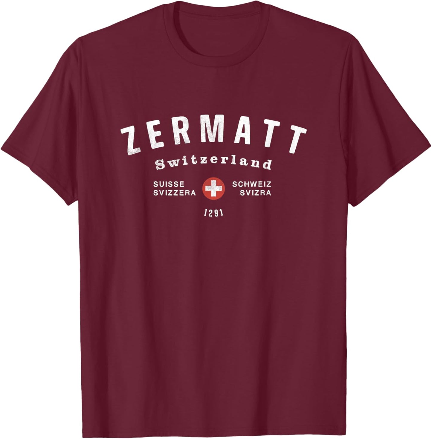 Zermatt Switzerland Vintage Retro Sports Style College T-Shirt - T-Shirt | Maroon