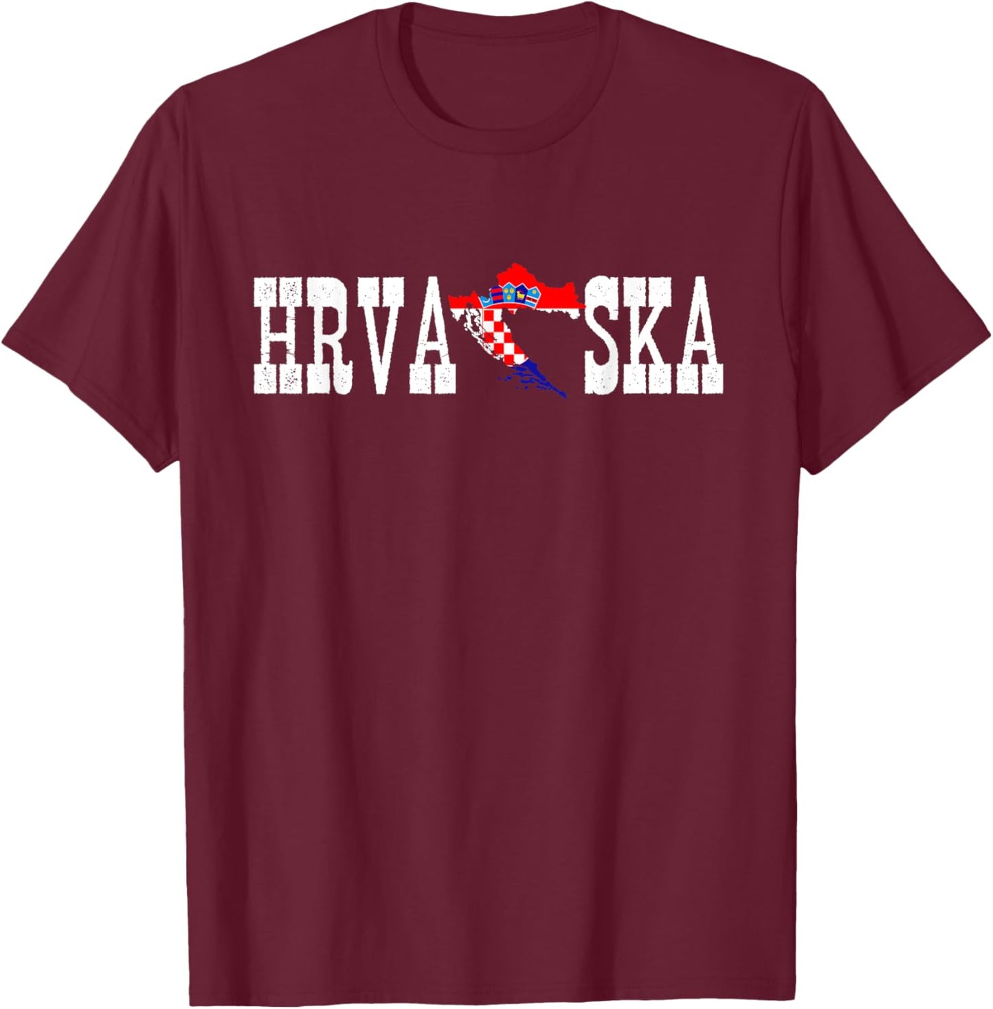 Hrvatska Jersey for Love Croatia Flag Silhouette Croatian T-Shirt - T-Shirt | Maroon