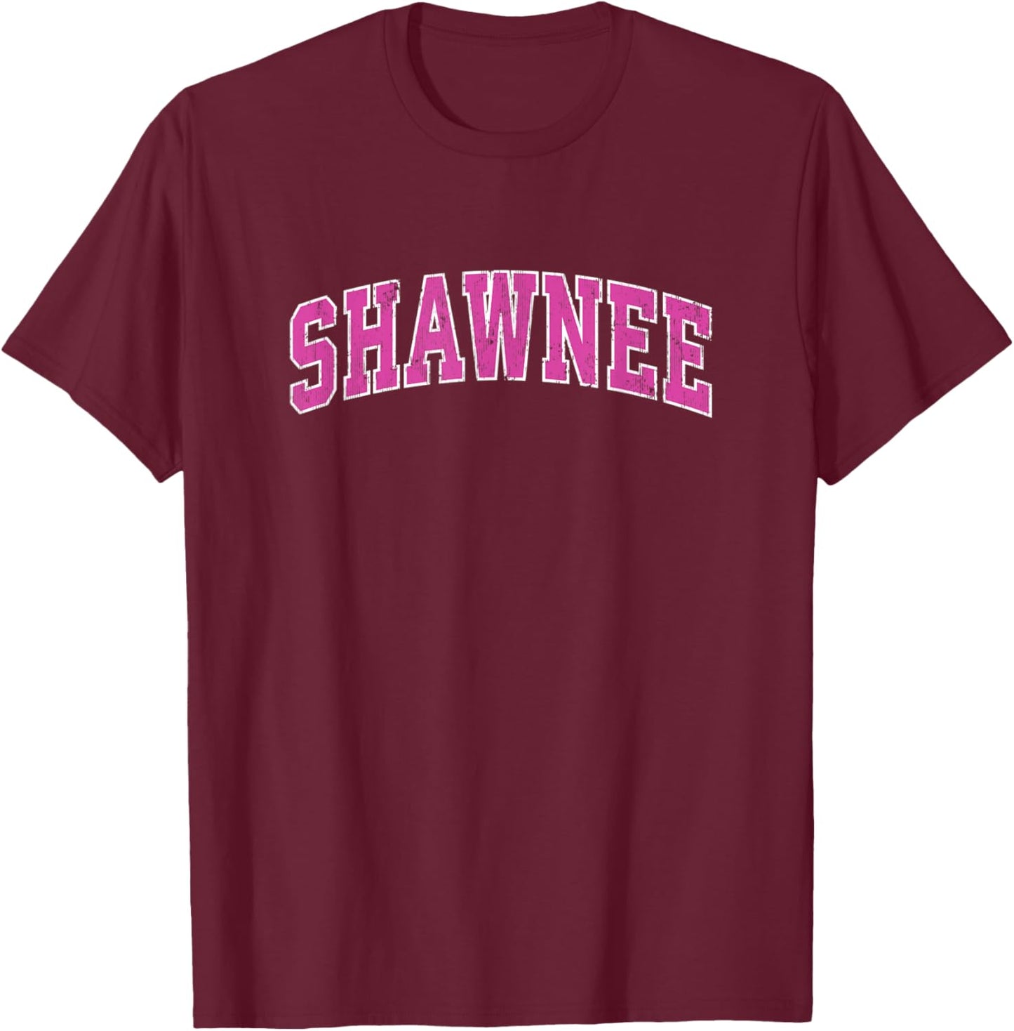 Shawnee Kansas KS Vintage Sports Design Pink Design T-Shirt - T-Shirt | Maroon
