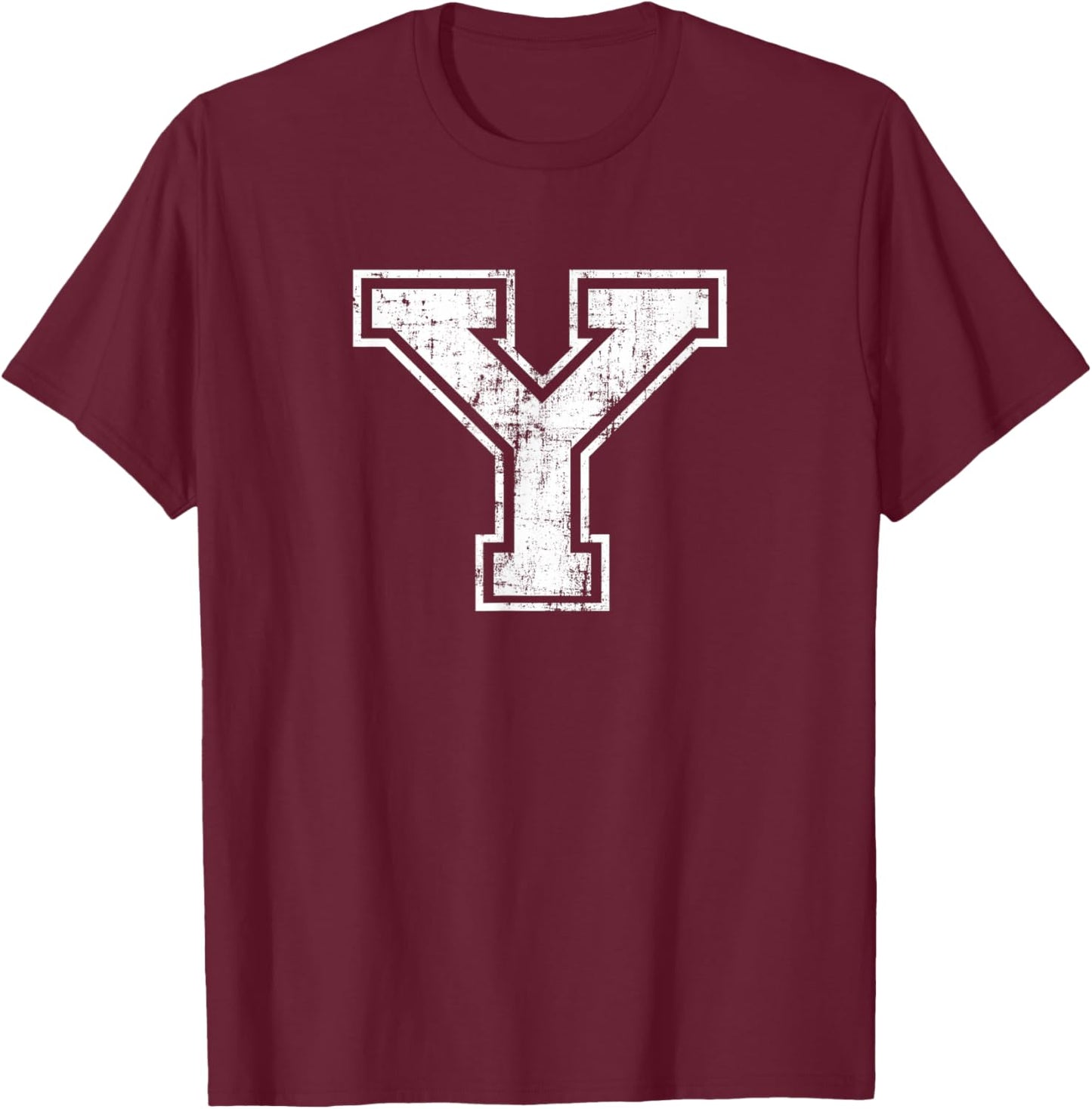 Letter Y Uppercase Alphabet Initial School College Varsity T-Shirt - T-Shirt | Maroon