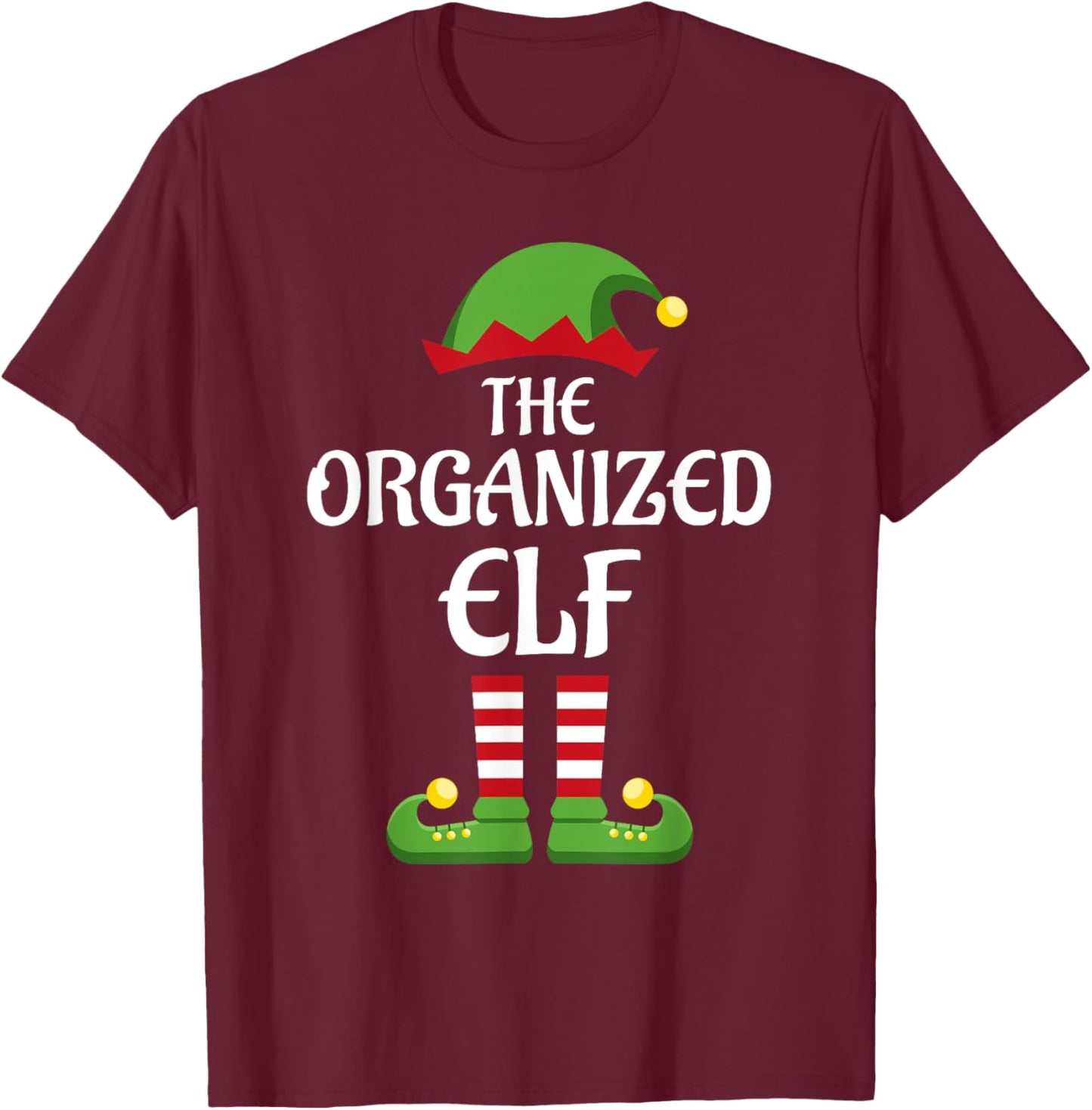 Organized Elf Family Matching Group Christmas T-Shirt - T-Shirt | Maroon