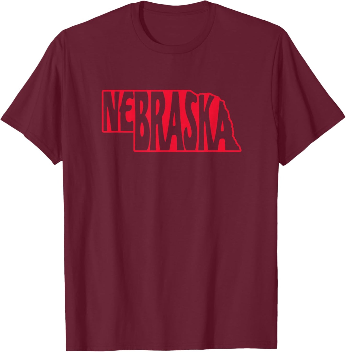 Nebraska State Outline T-Shirt - T-Shirt | Maroon