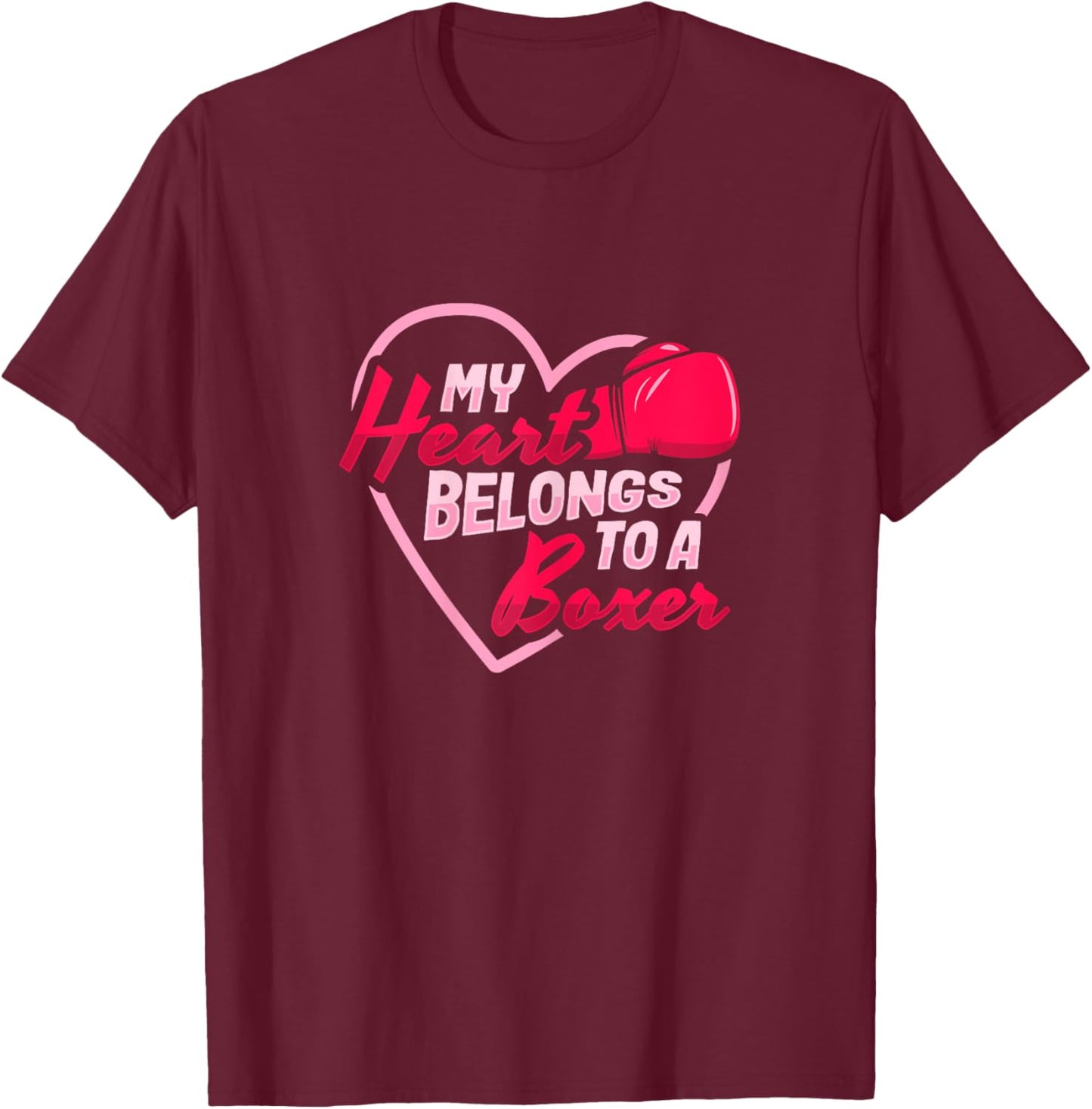 Boxing Husband My heart belongs to a boxer for a Boxing Wife T-Shirt - T-Shirt | Maroon