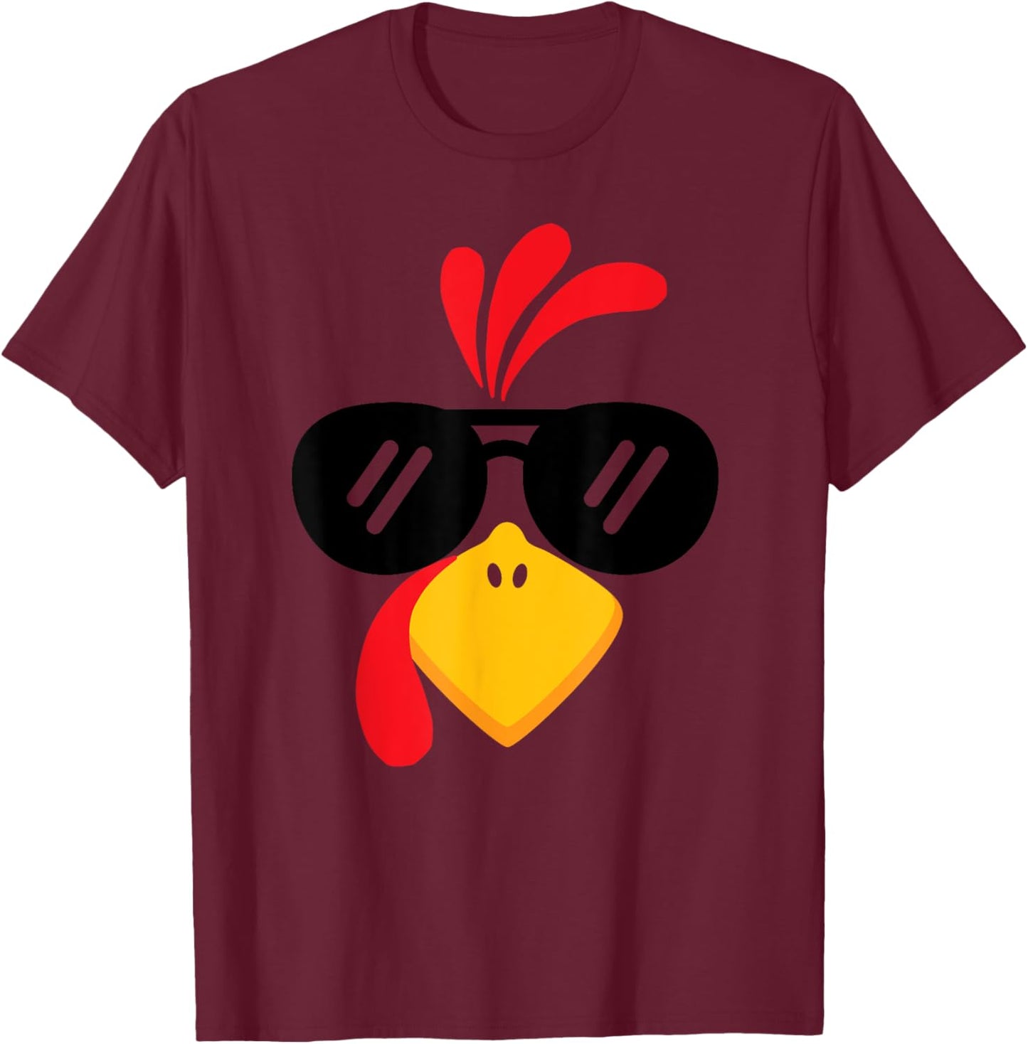 Funny Turkey Face Thanksgiving Cute Boys Girls Sunglasses T-Shirt - T-Shirt | Maroon