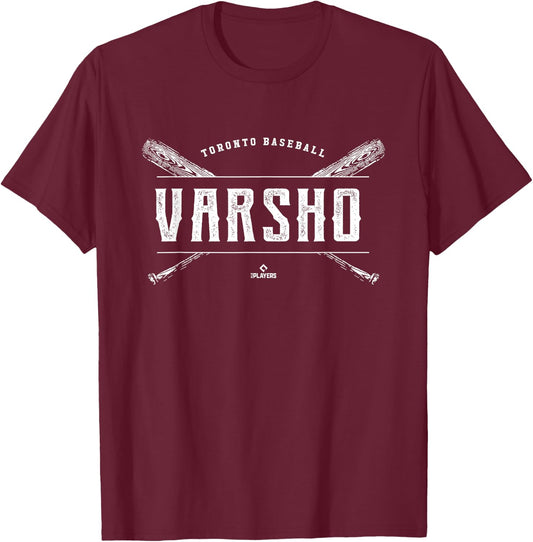 Vintage Baseball Bat Gameday Daulton Varsho Toronto MLBPA T-Shirt - T-Shirt | Maroon