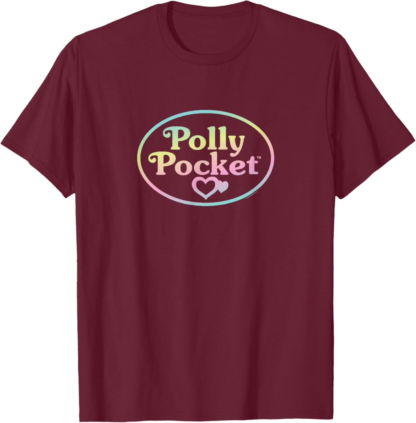 Polly Pocket - Polly Pocket Rainbow Ombre Logo T-Shirt - T-Shirt | Maroon