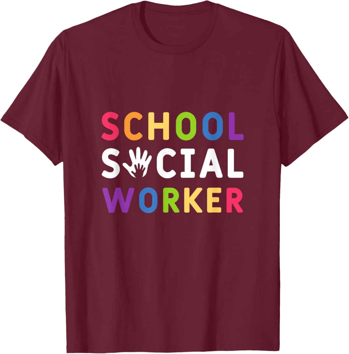 Social Work Rainbow Women School Social Worker T-Shirt - T-Shirt | Maroon