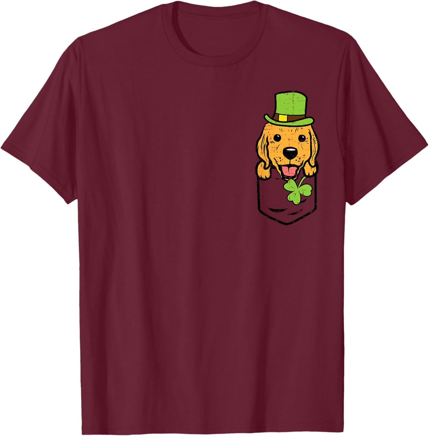 Irish Pocket Golden Retriever Saint Paddys St Patricks Day T-Shirt - T-Shirt | Maroon