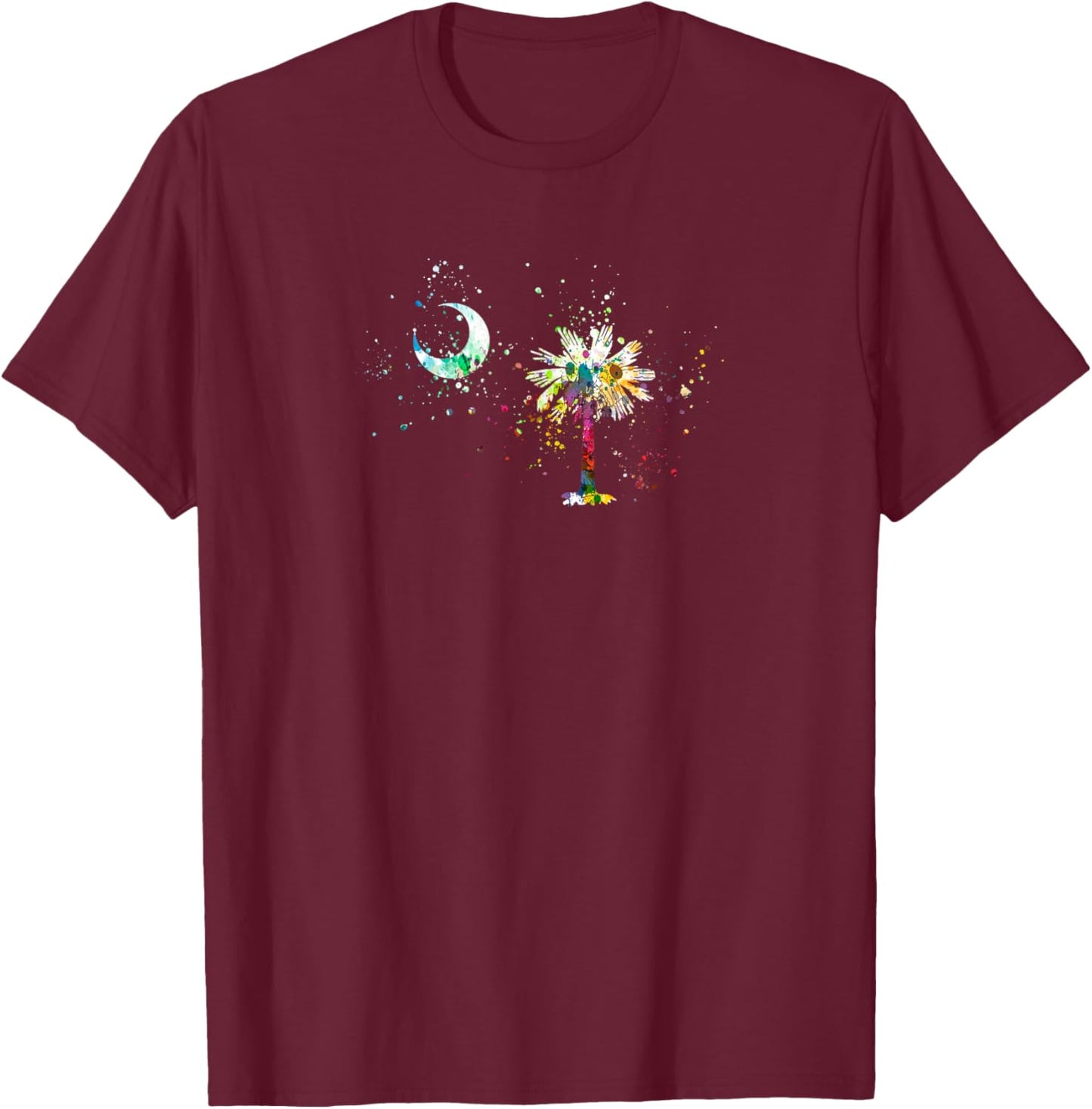 South Carolina Flag Palmetto Tree and Moon Colourful Design T-Shirt - T-Shirt | Maroon