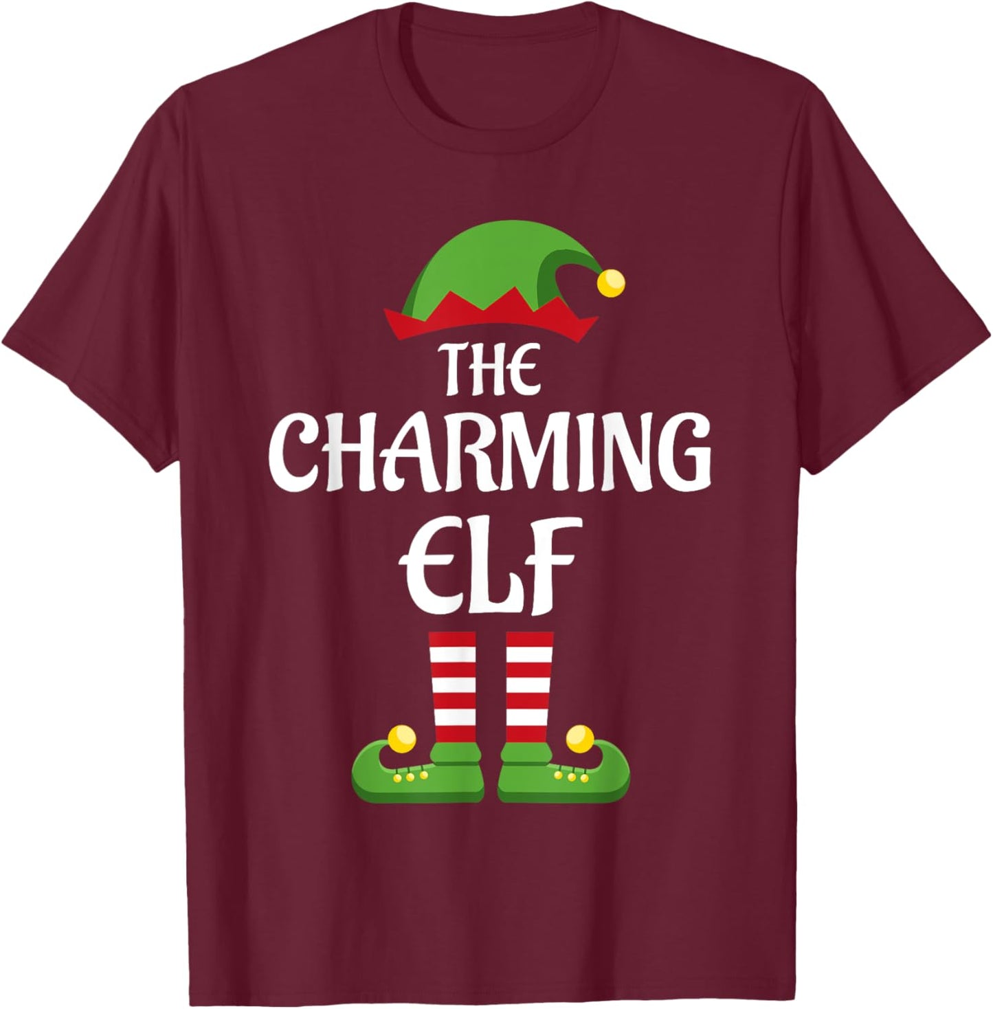 Charming Elf Family Matching Group Christmas T-Shirt - T-Shirt | Maroon