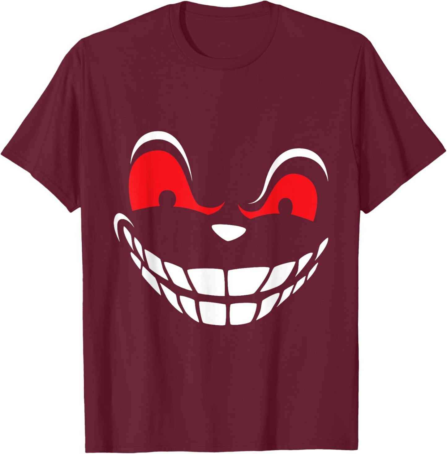 Horror Halloween Evil Grin Smile Costume Party Outfit T-Shirt - T-Shirt | Maroon