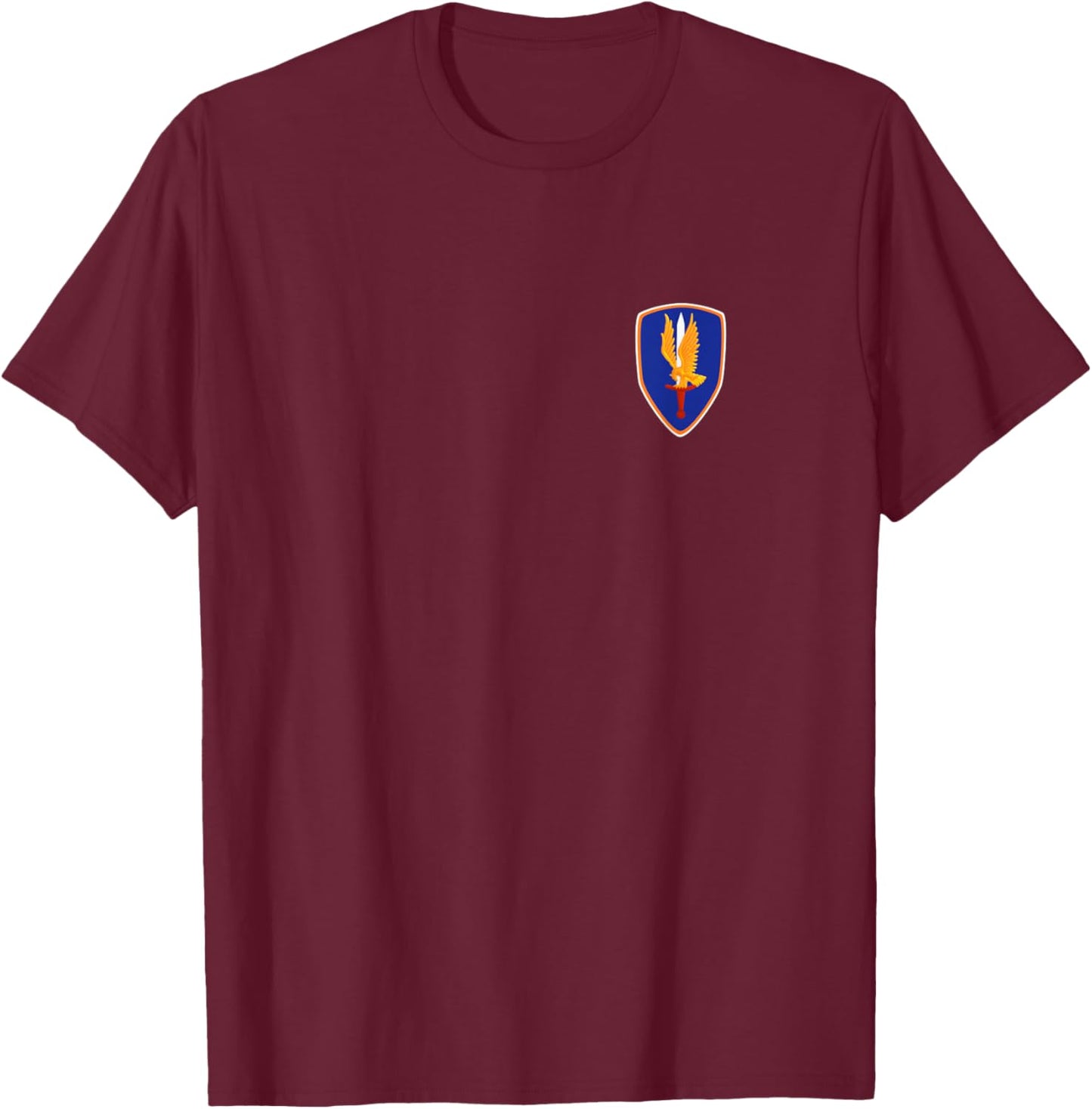 1st Aviation Brigade Veteran Patch Golden Hawks Pocket Xmas T-Shirt - T-Shirt | Maroon
