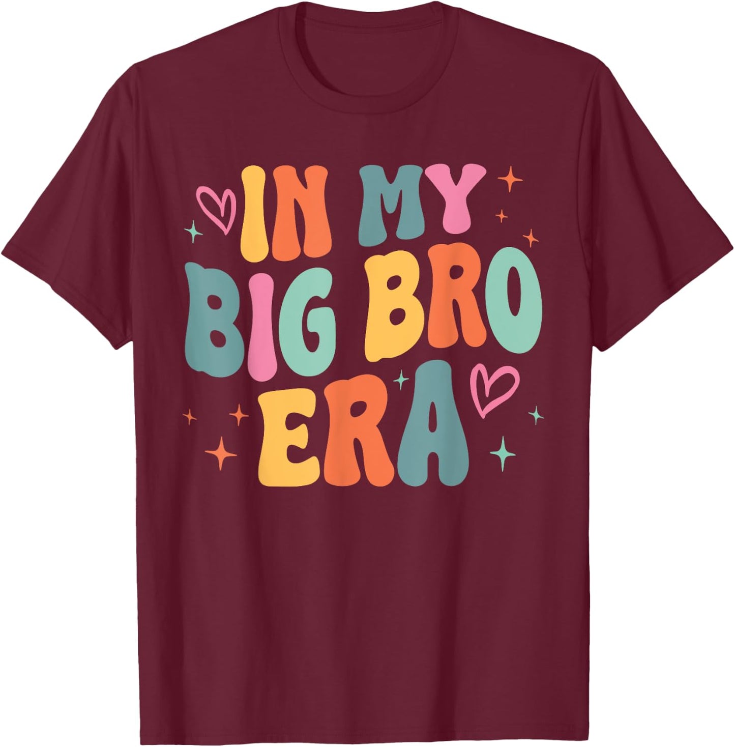 Retro Groovy In My Big Brother Era Funny Family Matching T-Shirt - T-Shirt | Maroon