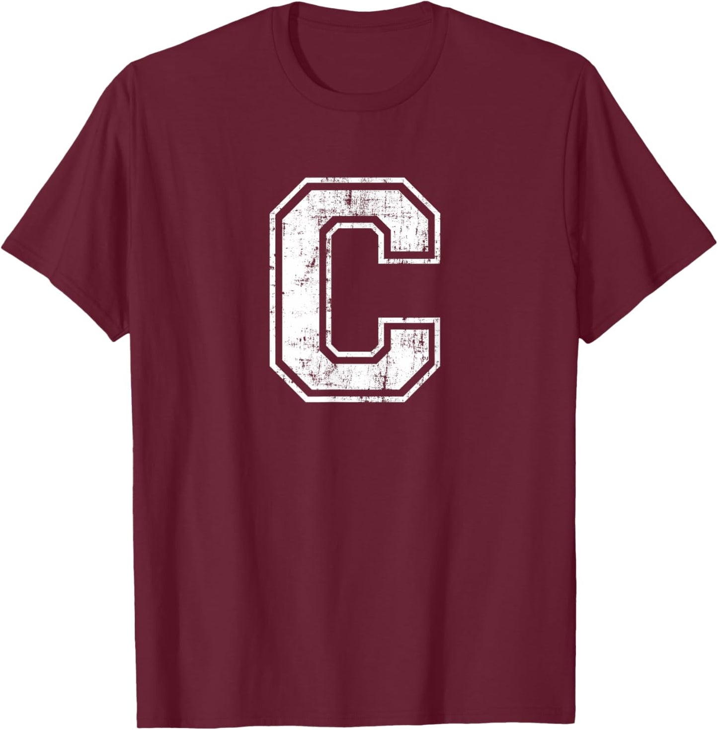 Letter C Uppercase Alphabet Initial School College Varsity T-Shirt - T-Shirt | Maroon