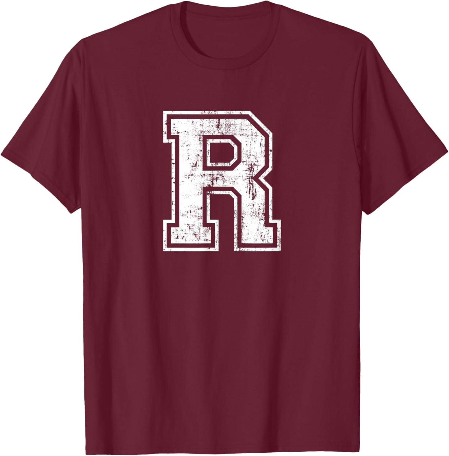 Letter R Uppercase Alphabet Initial School College Varsity T-Shirt - T-Shirt | Maroon