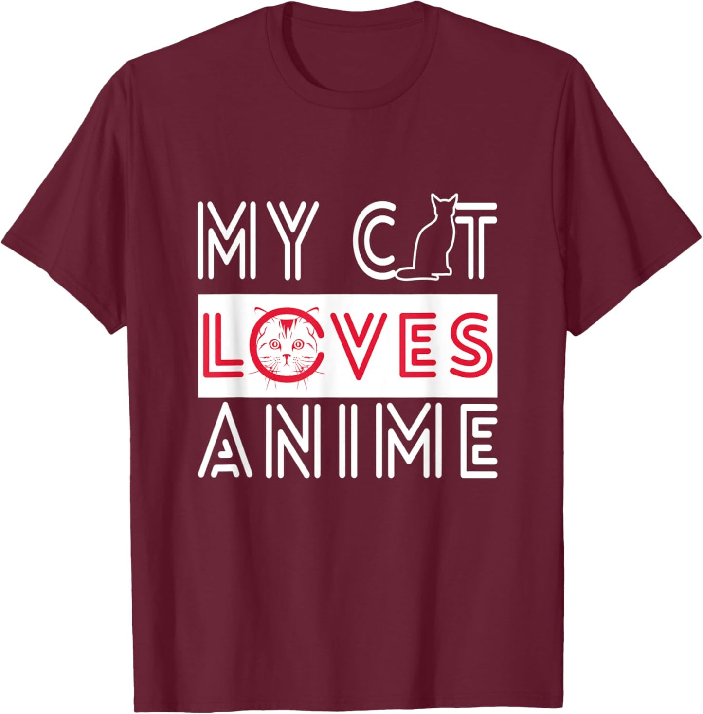 My Cat Loves Anime - Cats love Watching TV Women Kids T-Shirt - T-Shirt | Maroon