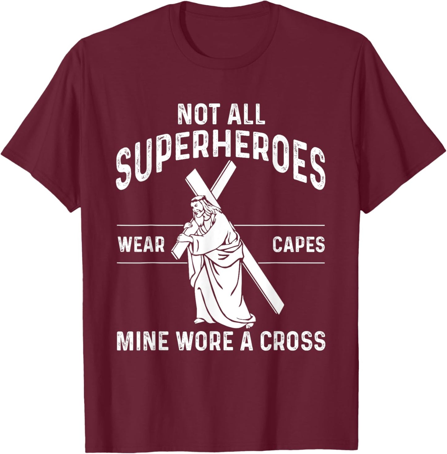 Funny Jesus Superhero Design Men Women Jesus Christ Cross T-Shirt - T-Shirt | Maroon