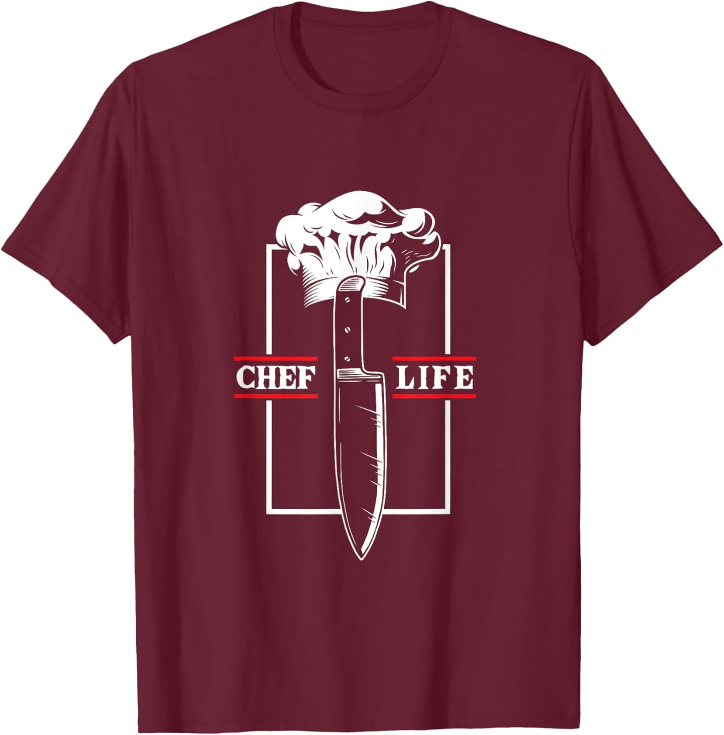 Chef Cook Life Knife Restaurant Cooking Food Culinary Grill T-Shirt - T-Shirt | Maroon