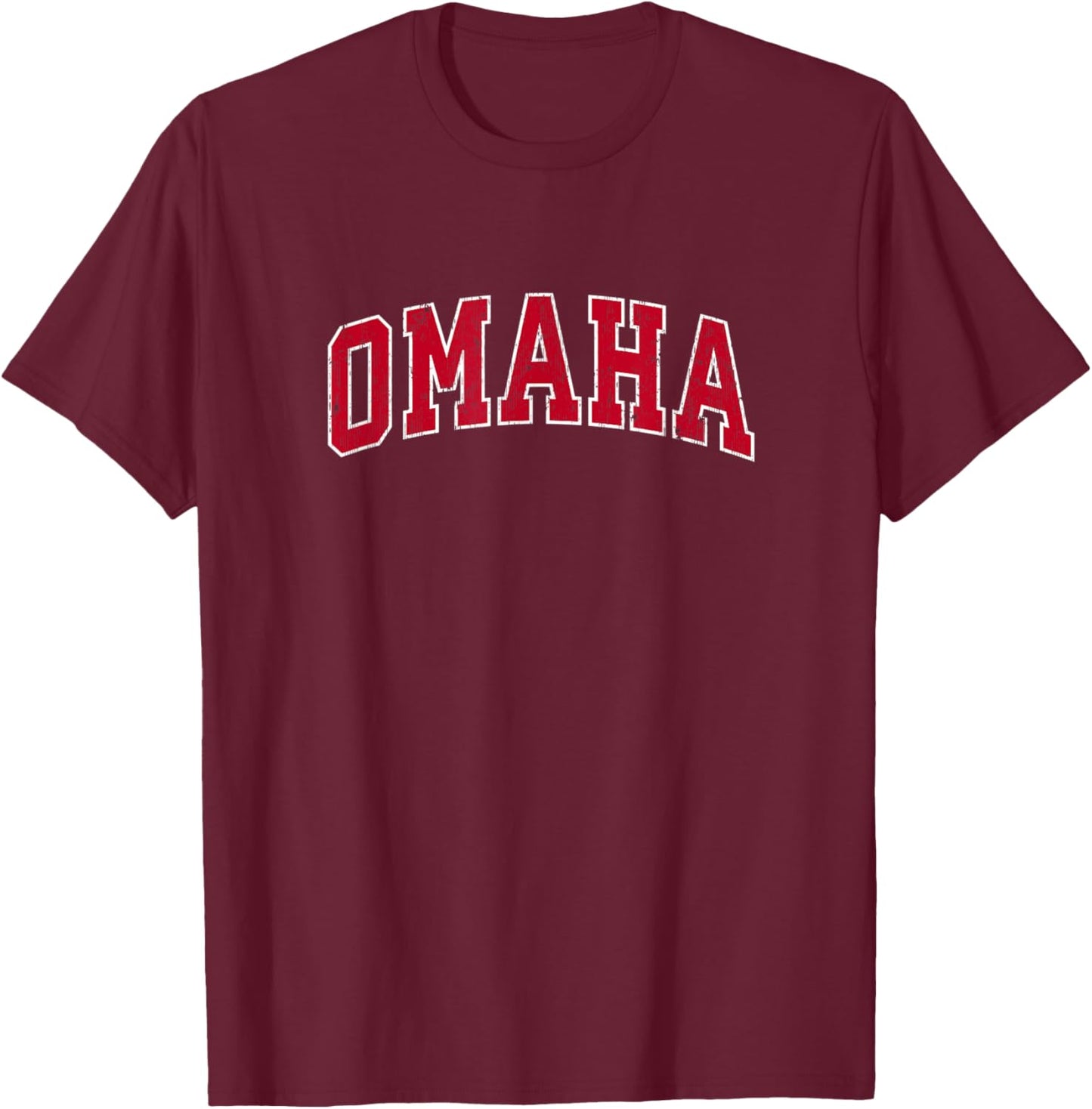 Omaha Nebraska NE Vintage Sports Design Red Design T-Shirt - T-Shirt | Maroon
