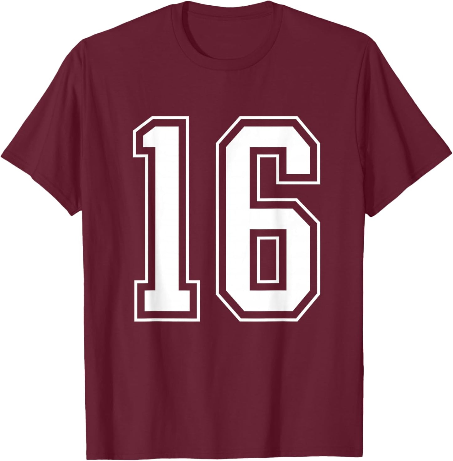 Varsity Jersey Number 16 T-Shirt - T-Shirt | Maroon