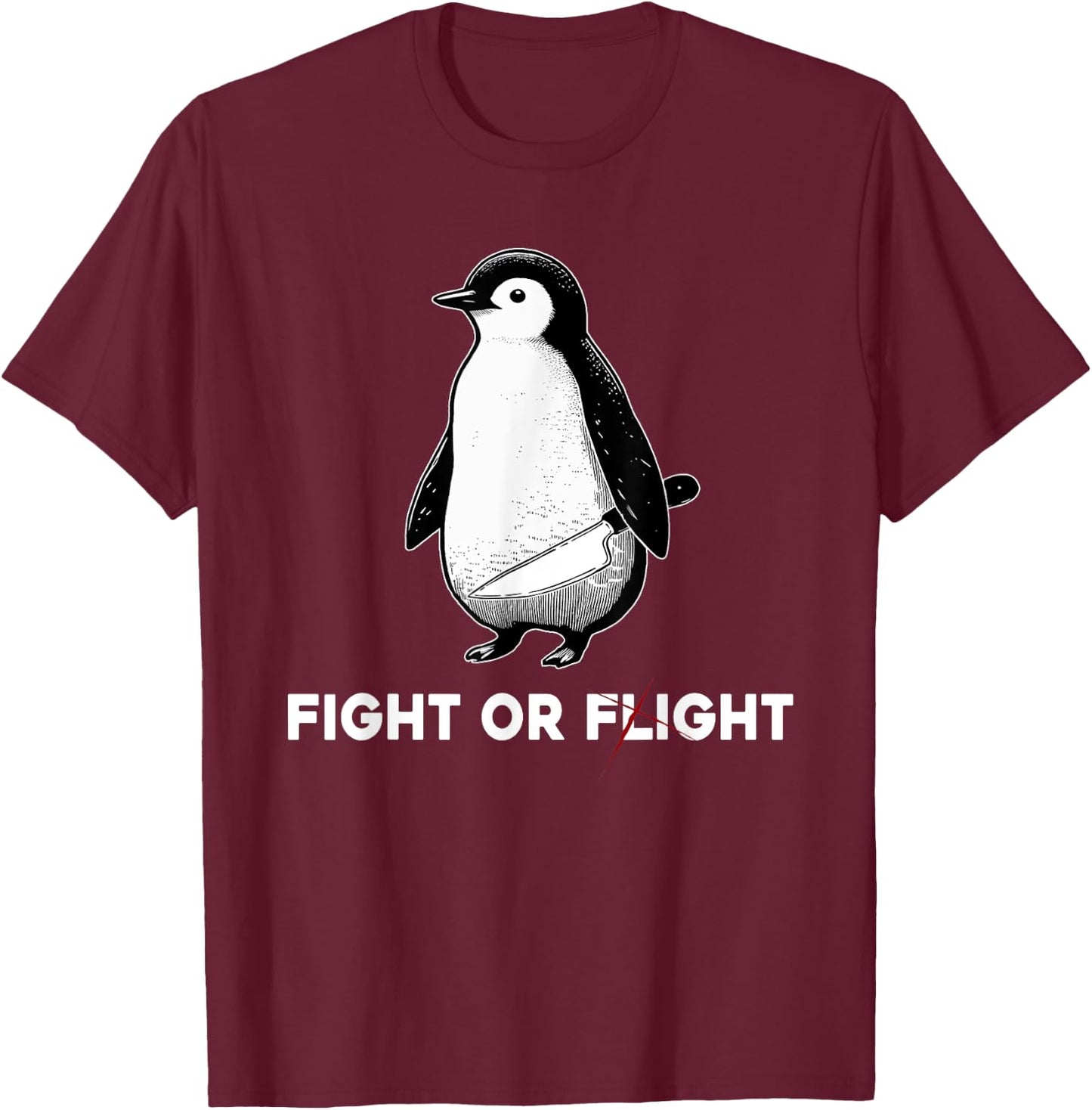 Cute Penguins Classic Fights Funny Animal Lovers Or Flight T-Shirt - T-Shirt | Maroon