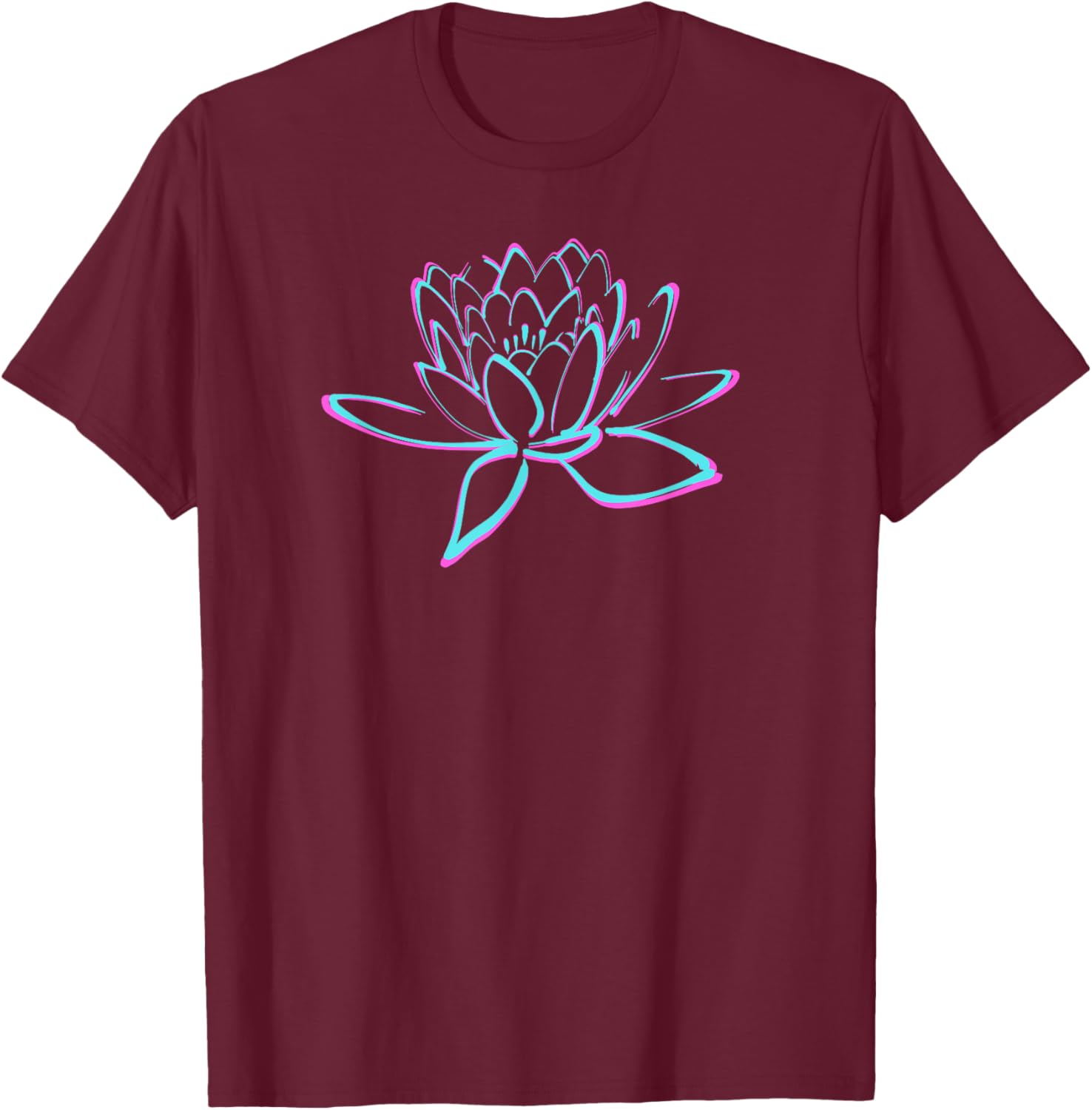 Beautiful Lotus Flower Art Pink Blue T-Shirt - T-Shirt | Maroon