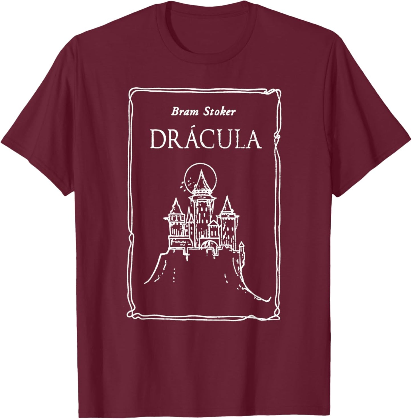 Bram Stoker's Dracula 1897 Original Book Cover Line Art T-Shirt - T-Shirt | Maroon