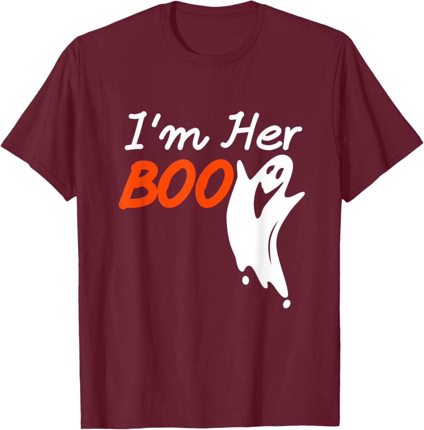 Halloween I'm Her Boo I'm His Witch Matching Couples Costume T-Shirt - T-Shirt | Maroon