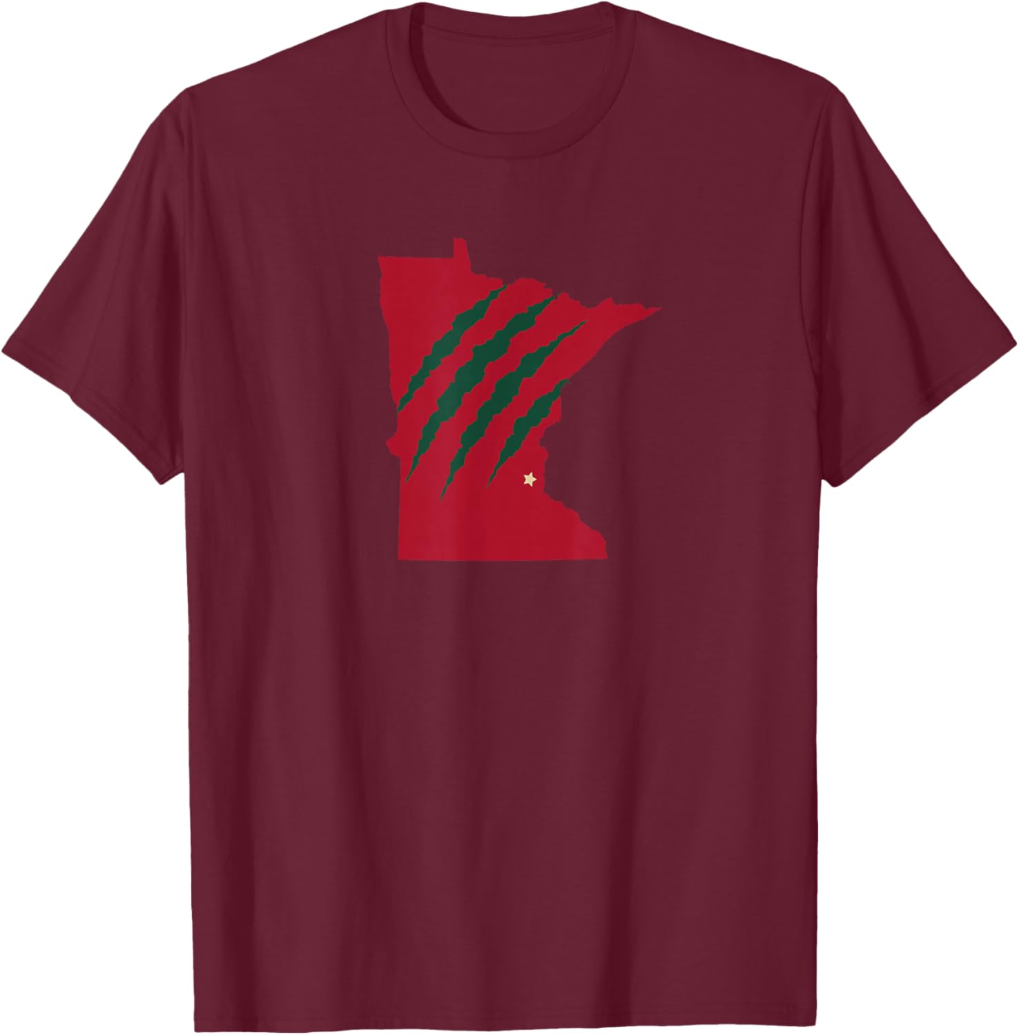 Wild Animal Scratches through Minnesota T-Shirt - T-Shirt | Maroon