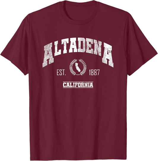 Altadena CA | California | Vintage Throwback T-Shirt - T-Shirt | Maroon