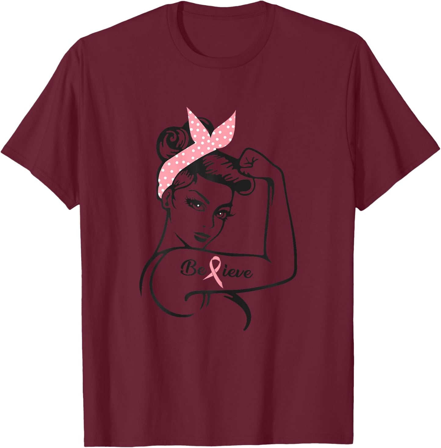 Awareness Breast Cancer Warrior T-Shirt - T-Shirt | Maroon