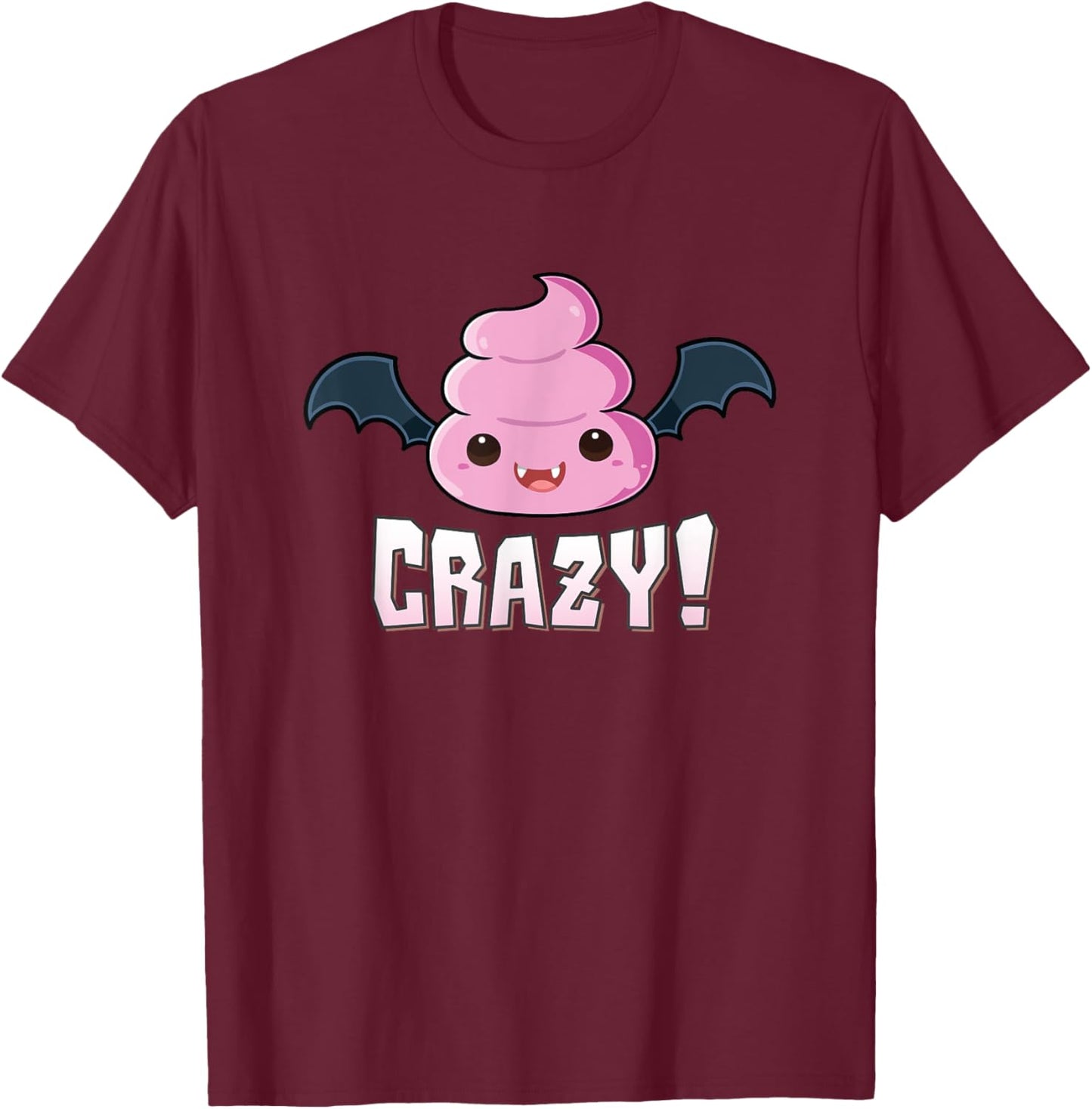 Batshit Crazy Vampire Bat Poo Emoticon Halloween Party T-Shirt - T-Shirt | Maroon