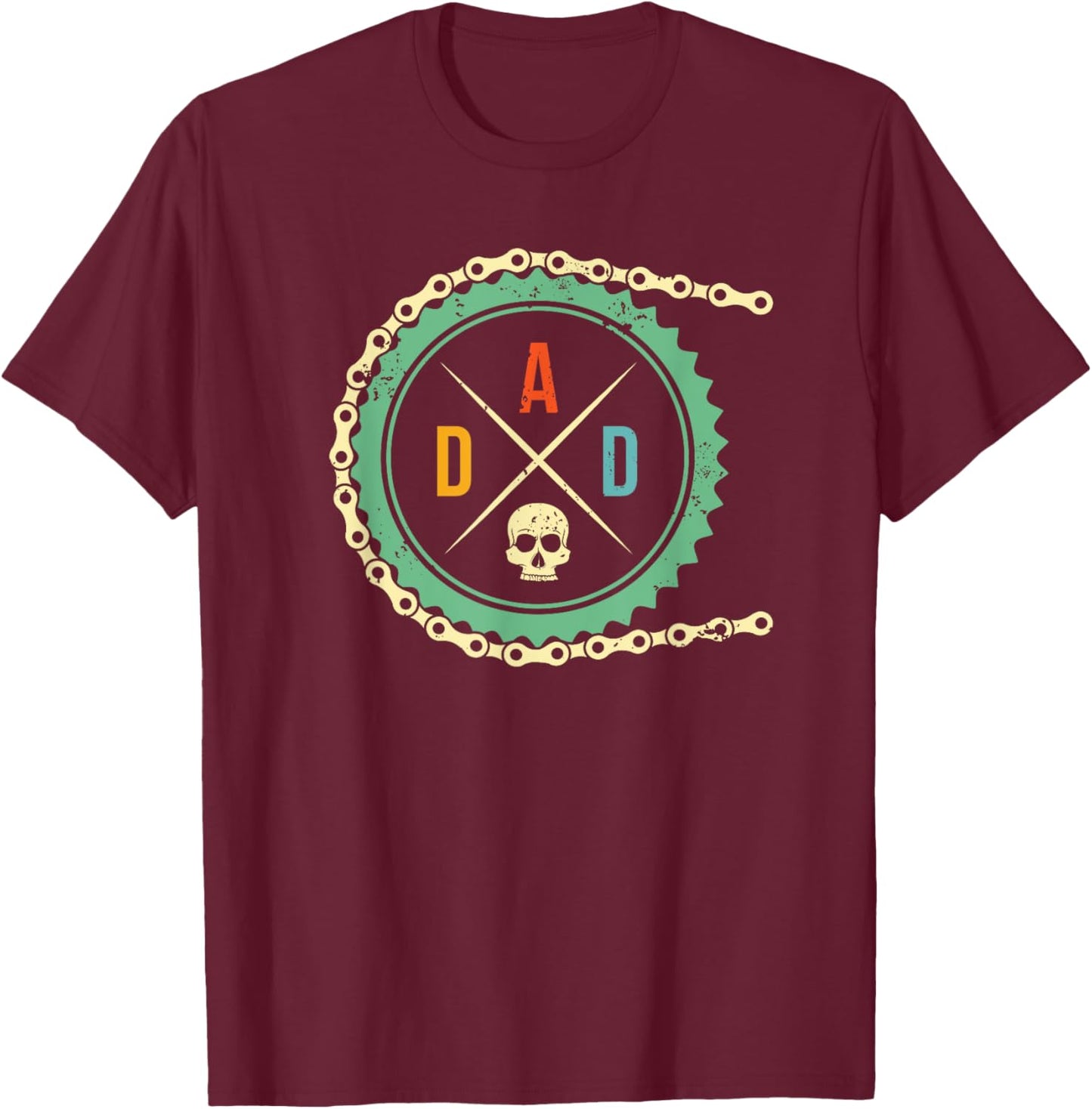 Cool Bike Skull Dad Mountain Biking MTB Riding Cycling Biker T-Shirt - T-Shirt | Maroon