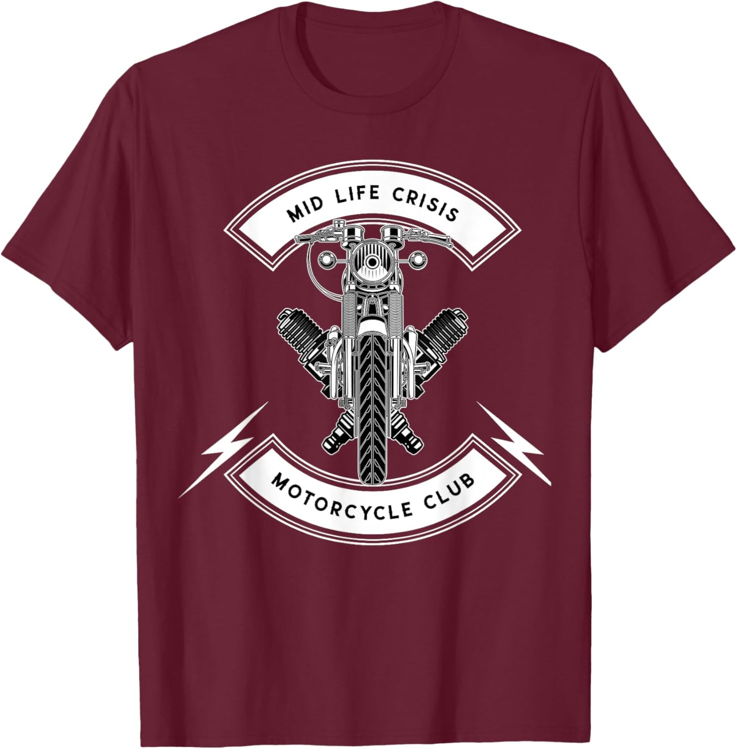 Mid Life Crisis Motorcycle Club Funny T-Shirt - T-Shirt | Maroon