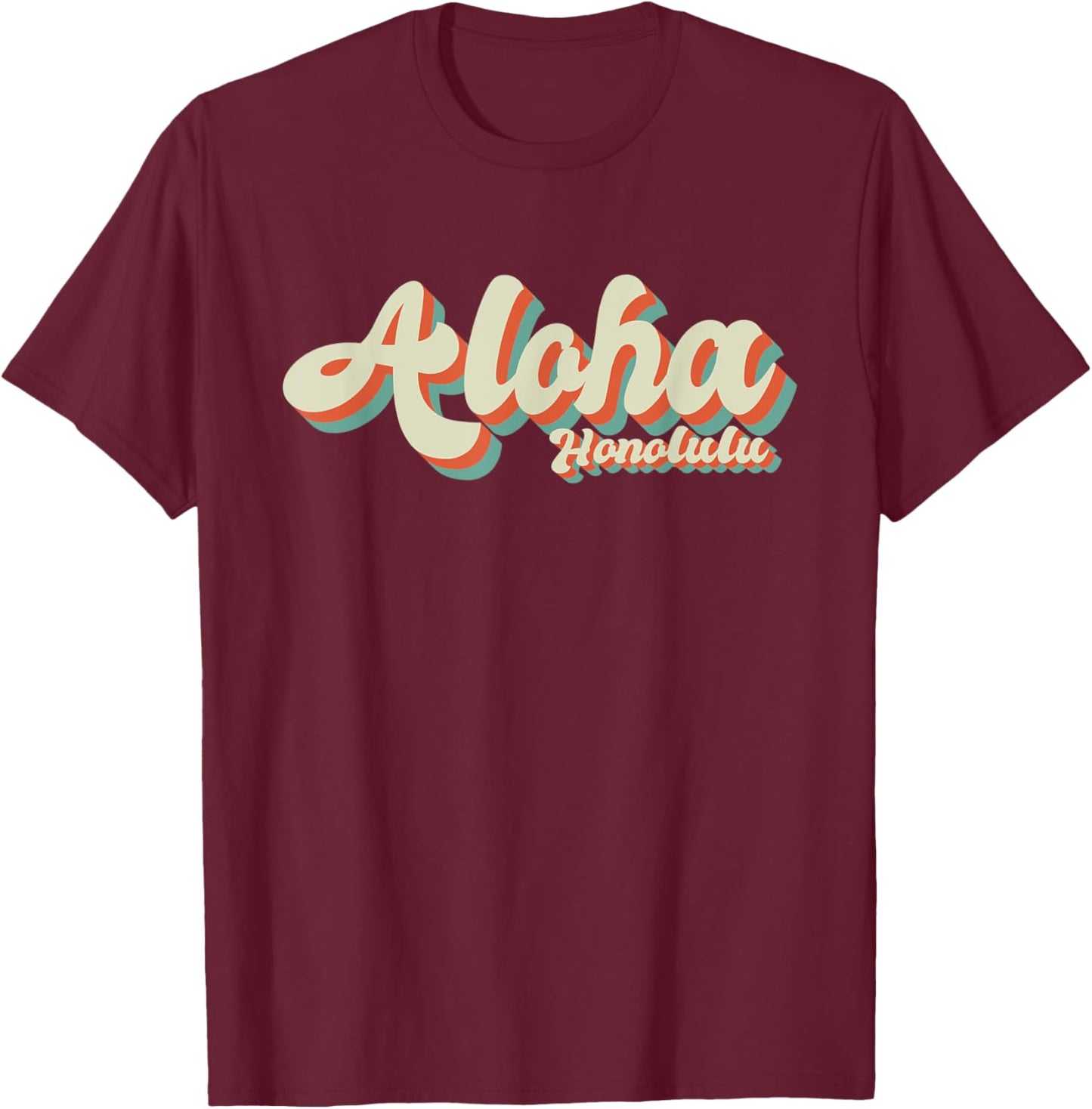 Aloha Honolulu Vintage Hawaiian Surf Shop Island Vacation T-Shirt - T-Shirt | Maroon