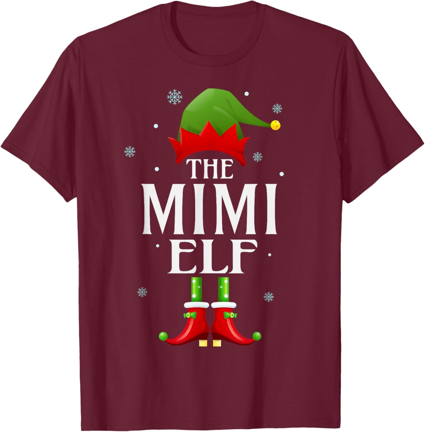 Mimi Elf Xmas Matching Family Group Christmas Party Pajama T-Shirt - T-Shirt | Maroon