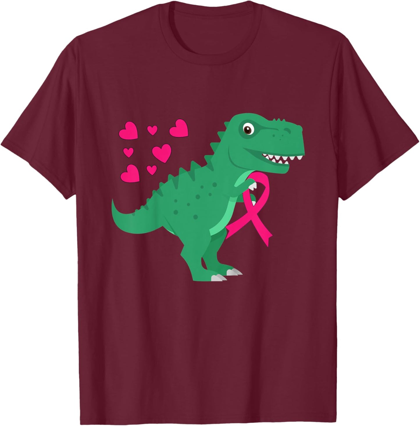 Kids Pink Ribbon T-Rex Shirt Breast Cancer Awareness Boys Toddler T-Shirt - T-Shirt | Maroon