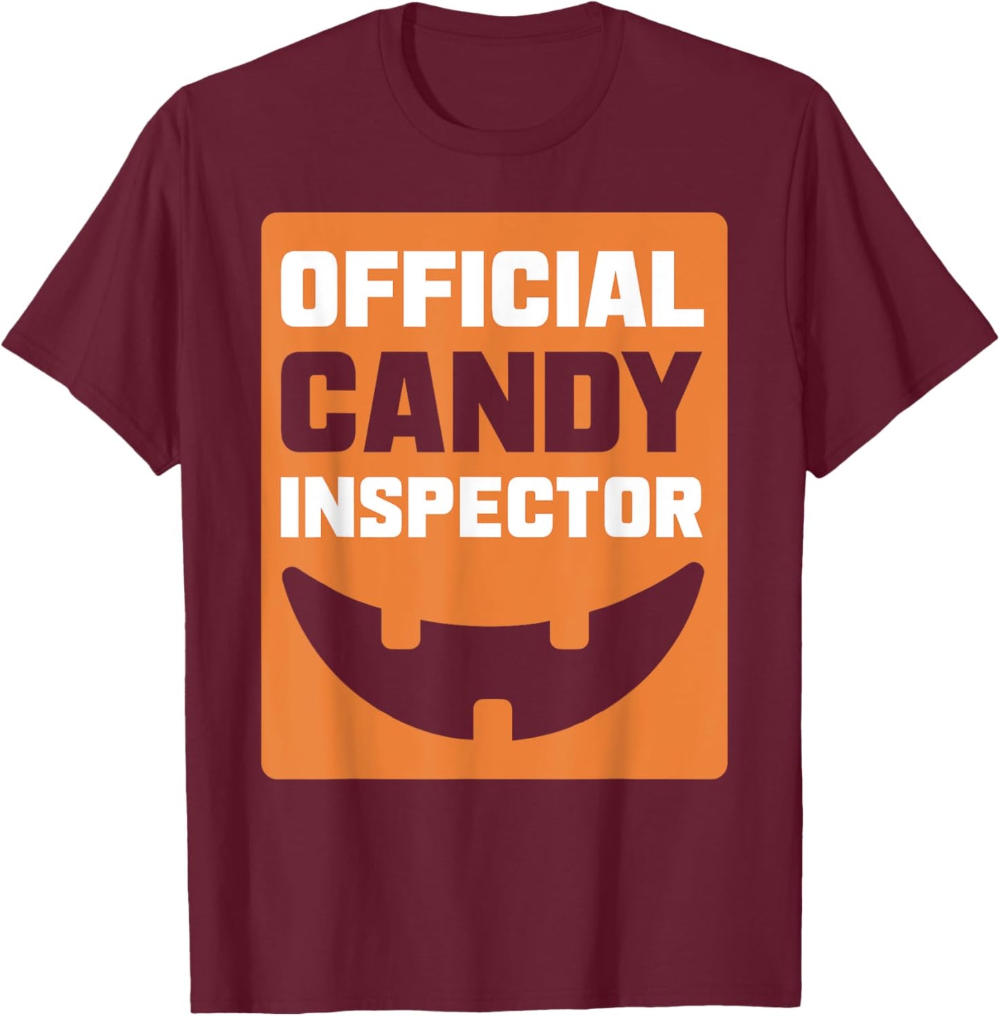 Pumpkin Official Candy Inspector Halloween T-Shirt - T-Shirt | Maroon