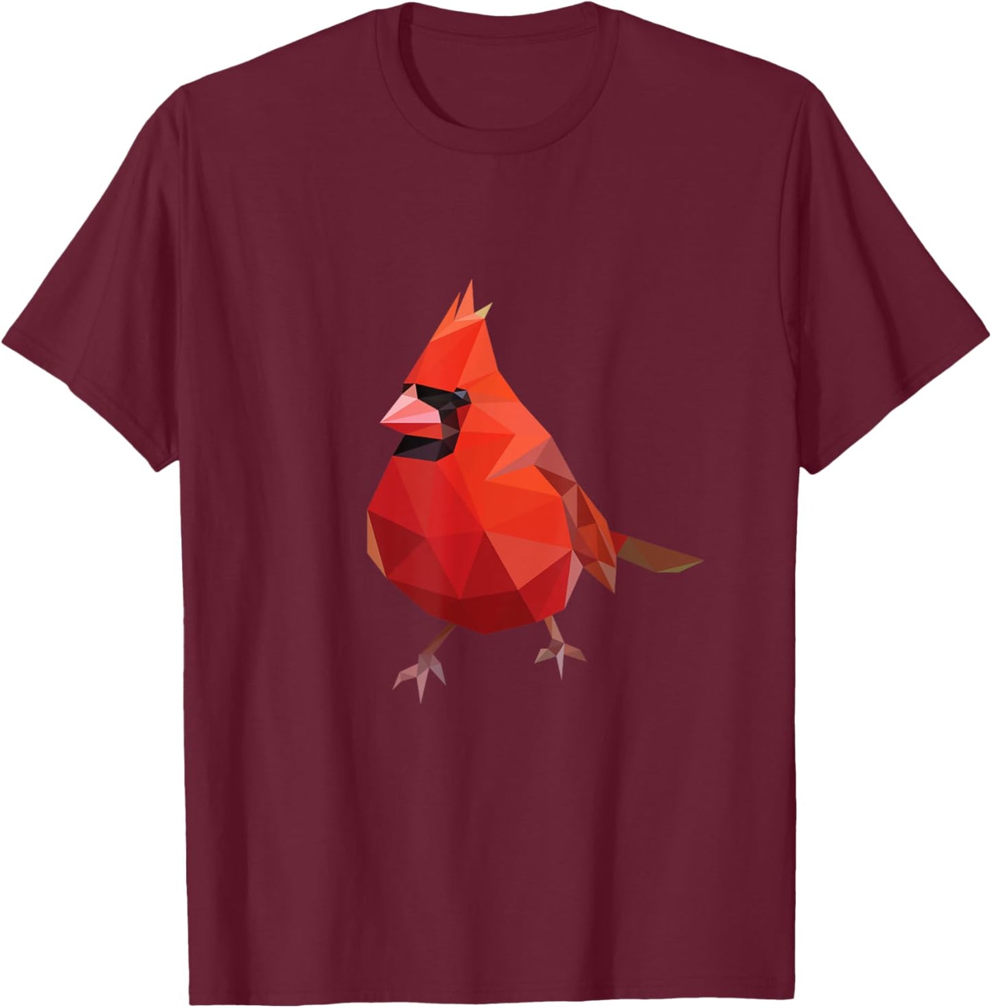 Northern Cardinal Bird Shirt Geometric Bird Lover Birder T-Shirt - T-Shirt | Maroon