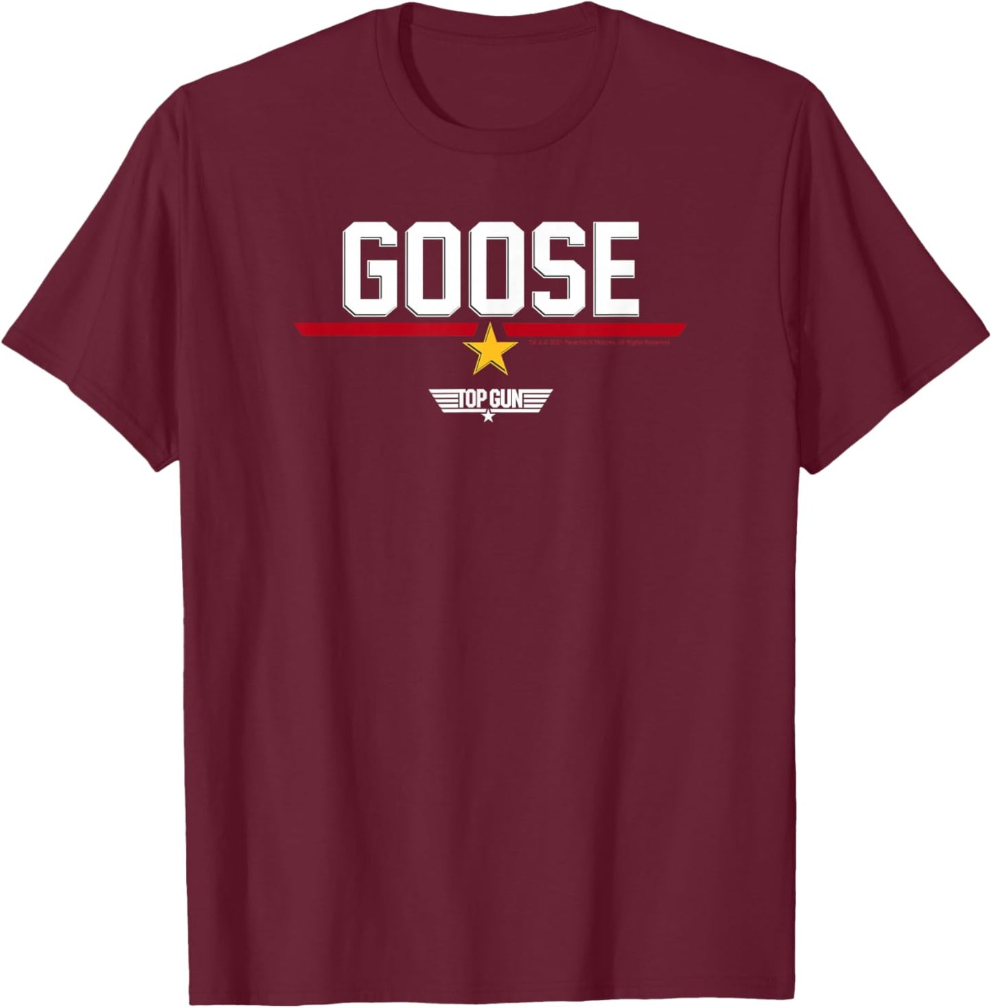 Top Gun Goose Line Text Logo Small T-Shirt - T-Shirt | Maroon