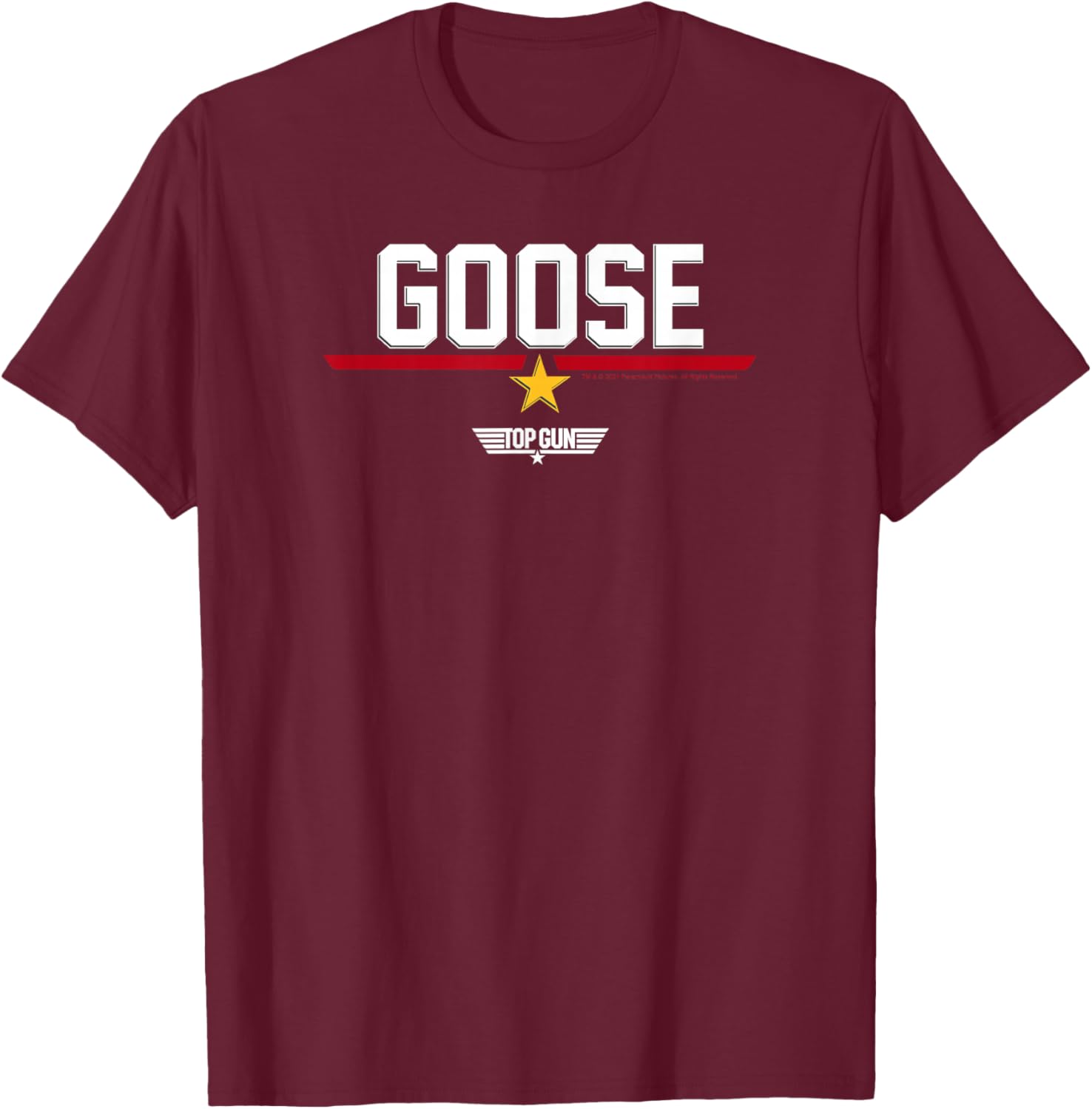 Top Gun Goose Line Text Logo Small T-Shirt - T-Shirt | Maroon