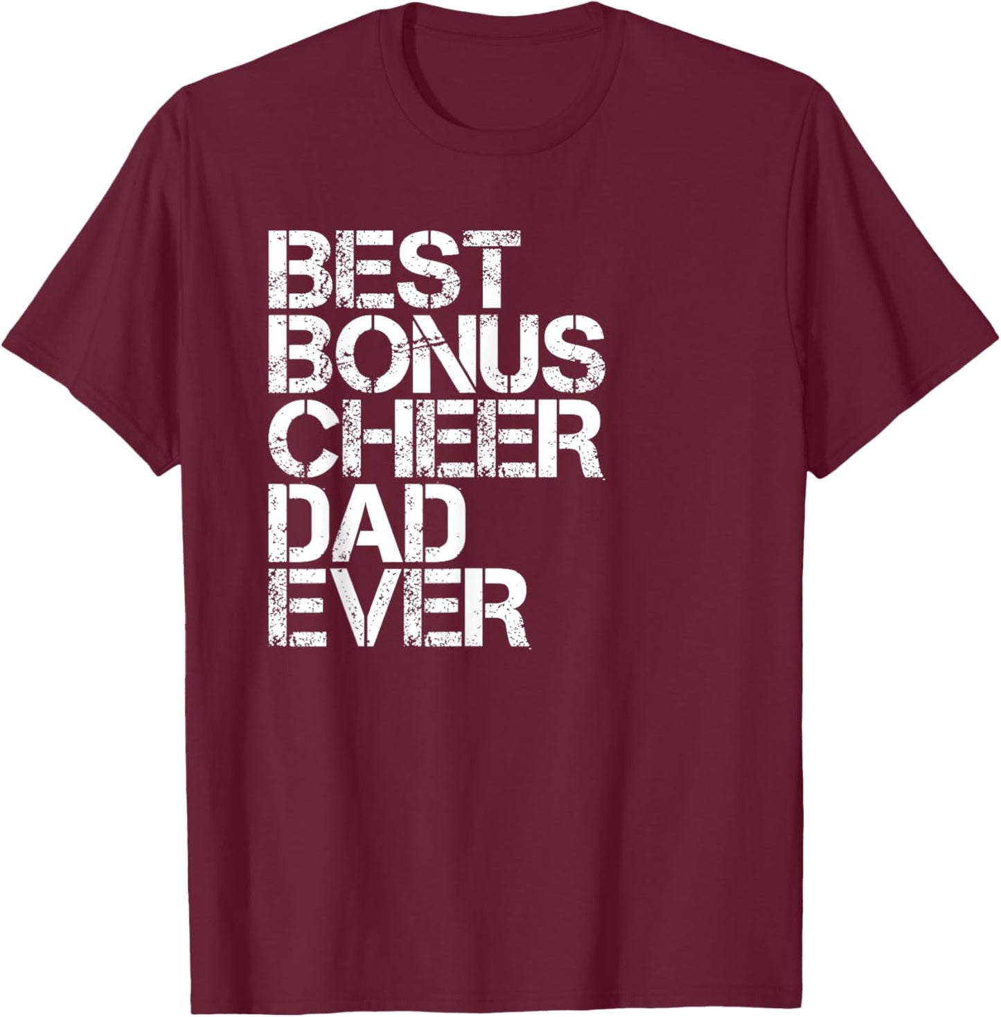 Best Bonus Cheer Dad Ever Cheerleading Stepdad Vintage Retro T-Shirt - T-Shirt | Maroon