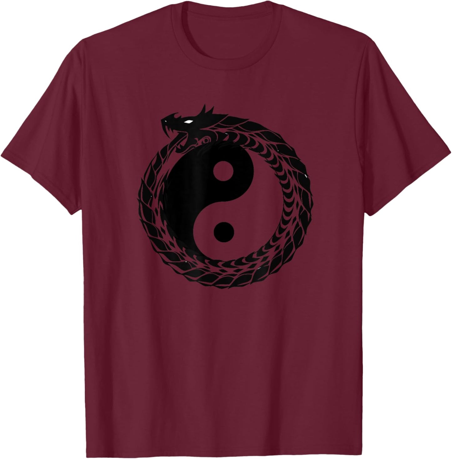 Yin Yang Dragon Feng Shui Ying Yang Taoism Zen Buddhism T-Shirt - T-Shirt | Maroon