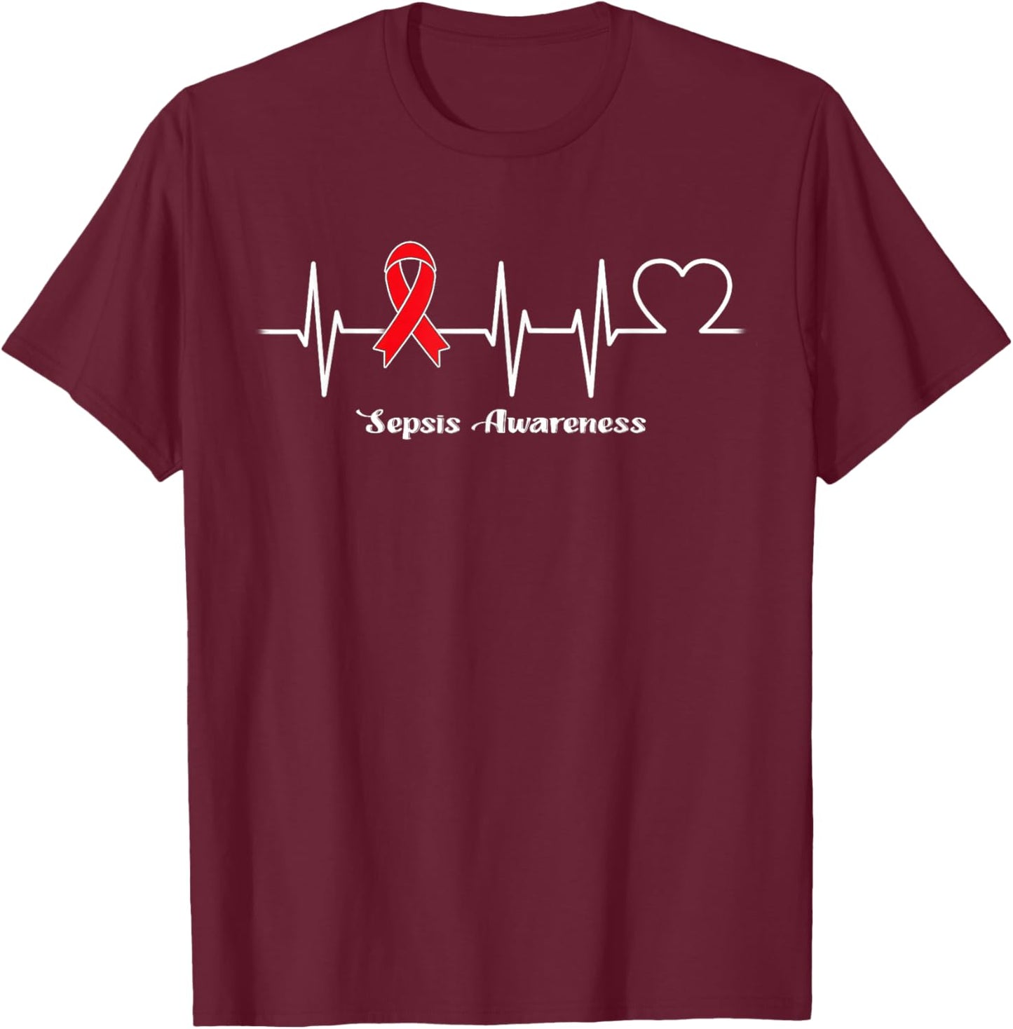 Heartbeat Sepsis Warrior T-Shirt - T-Shirt | Maroon