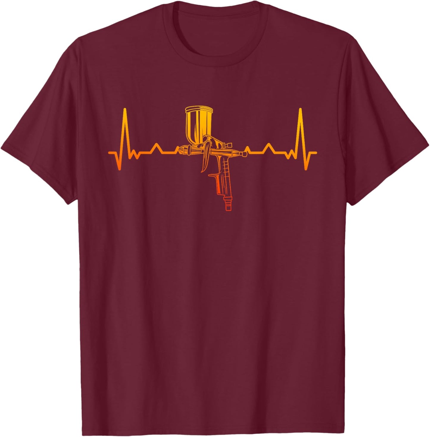 Auto Body Painter Heartbeat Spray Gun Painter T-Shirt - T-Shirt | Maroon