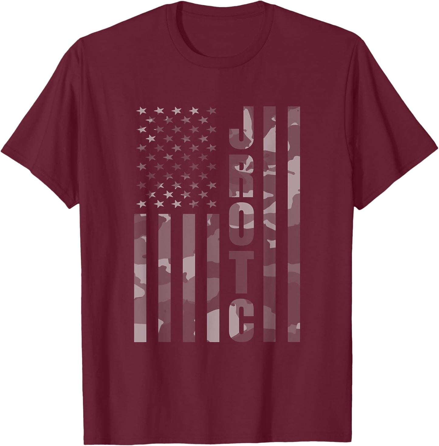 JROTC Cadet United States Junior ROTC Camouflage US Flag T-Shirt - T-Shirt | Maroon