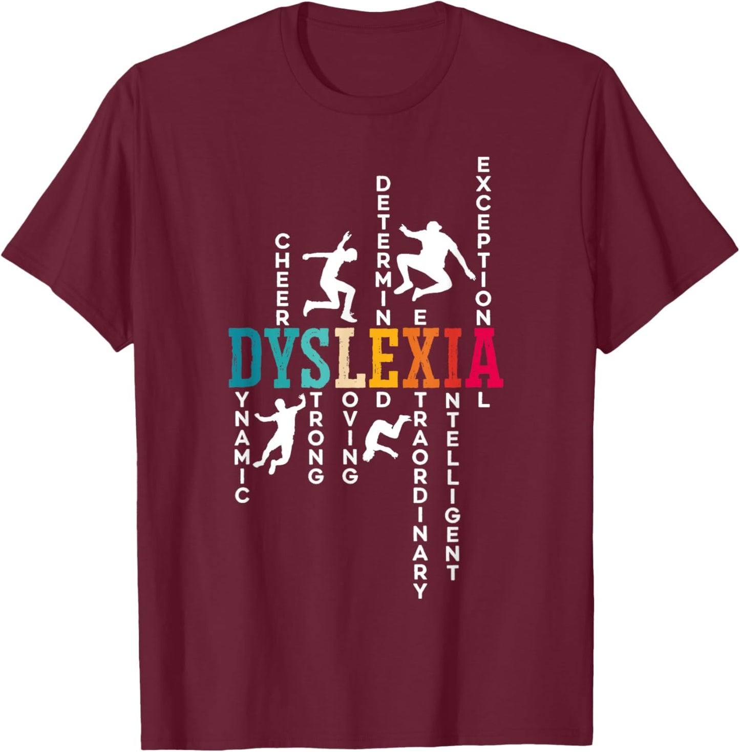 Dyslexia Awareness Dyslexic SteMi Apparel -Adults Black Short Sleeve Small T-Shirt - T-Shirt | Maroon