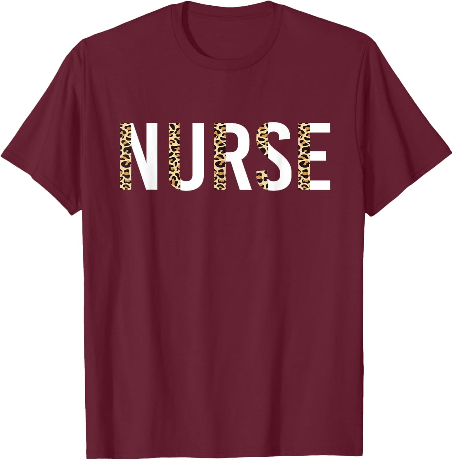 Nurse Leopard Print Nursing School Women Cute T-Shirt - T-Shirt | Maroon