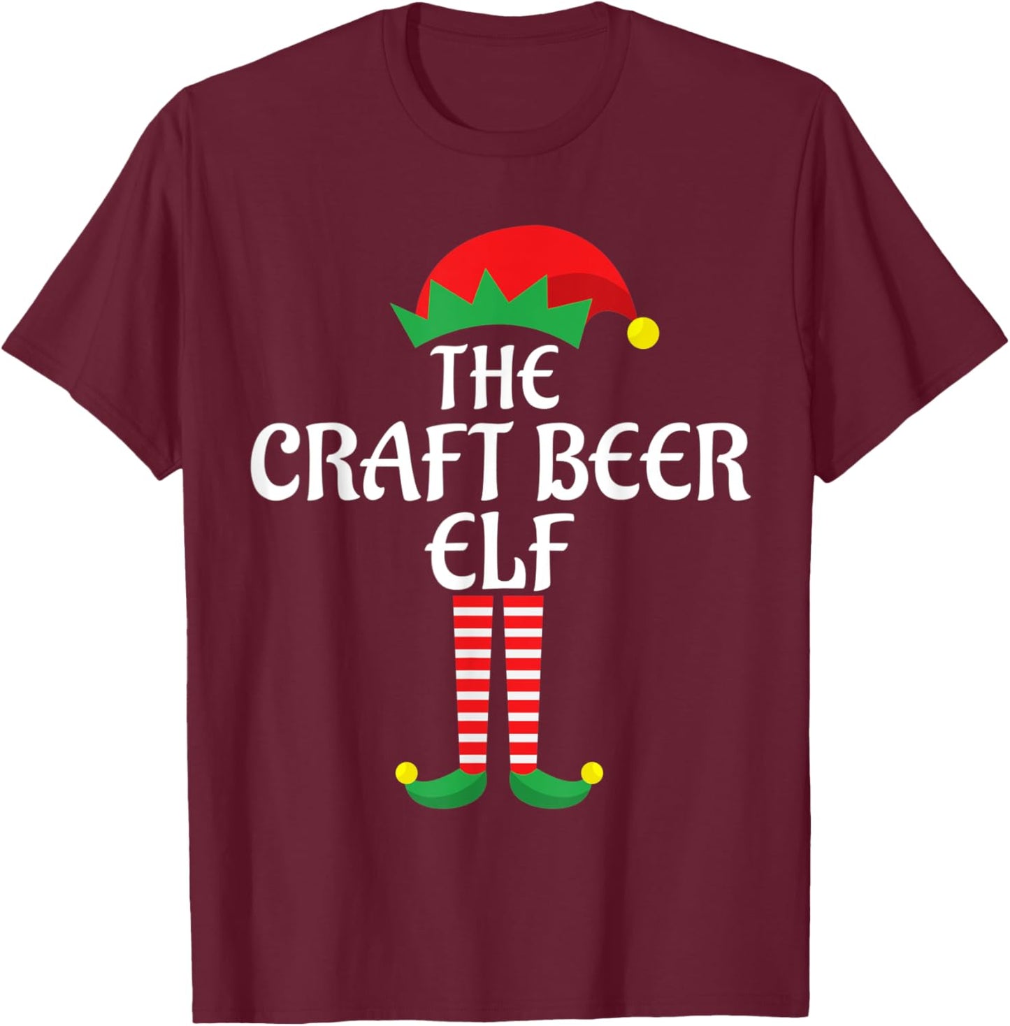Craft Beer Elf Christmas Theme Holiday Family Matching Xmas T-Shirt - T-Shirt | Maroon